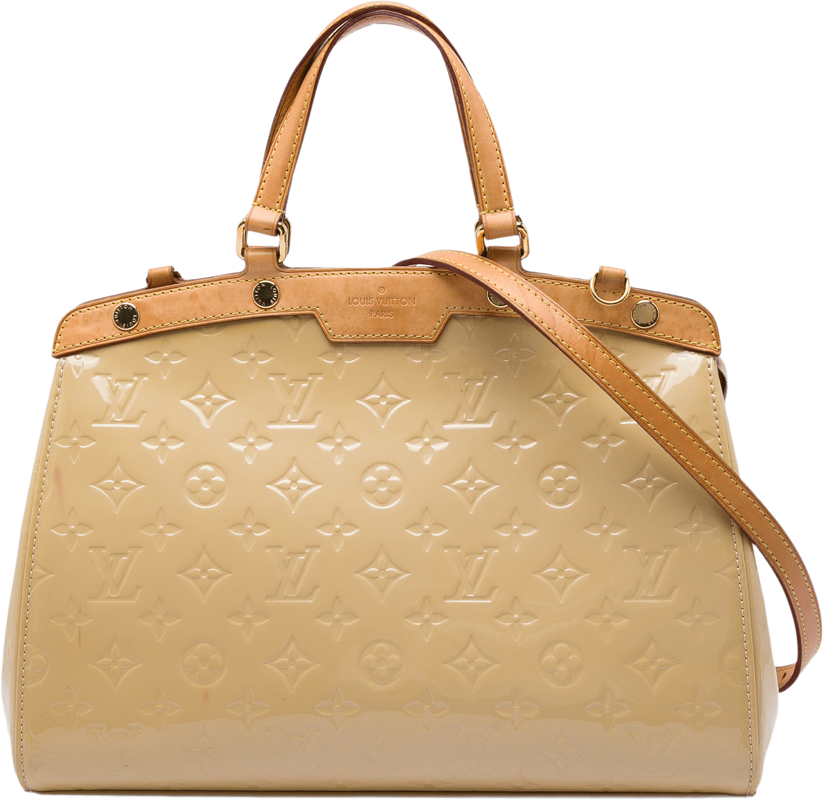 Louis Vuitton Monogram Vernis Brea, från Luxclusif, i färgen beige.