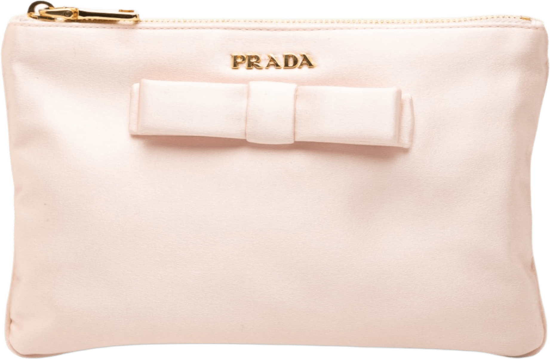 Prada Satin Bow Pouch, från Luxclusif, i färgen rosa.