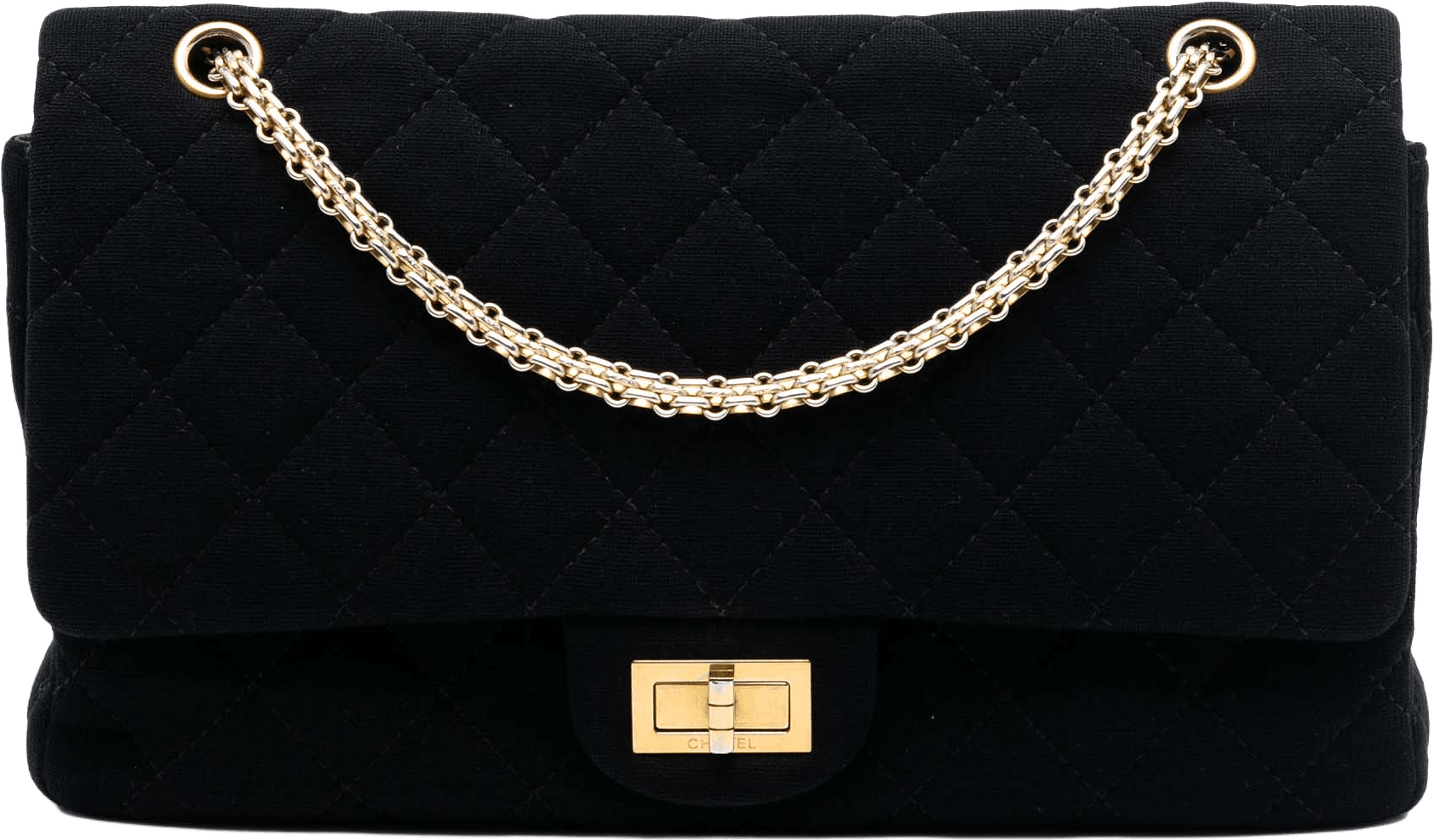 Chanel Reissue 2.55 Quilted Jersey Double Flap 227, från Luxclusif, i färgen black.