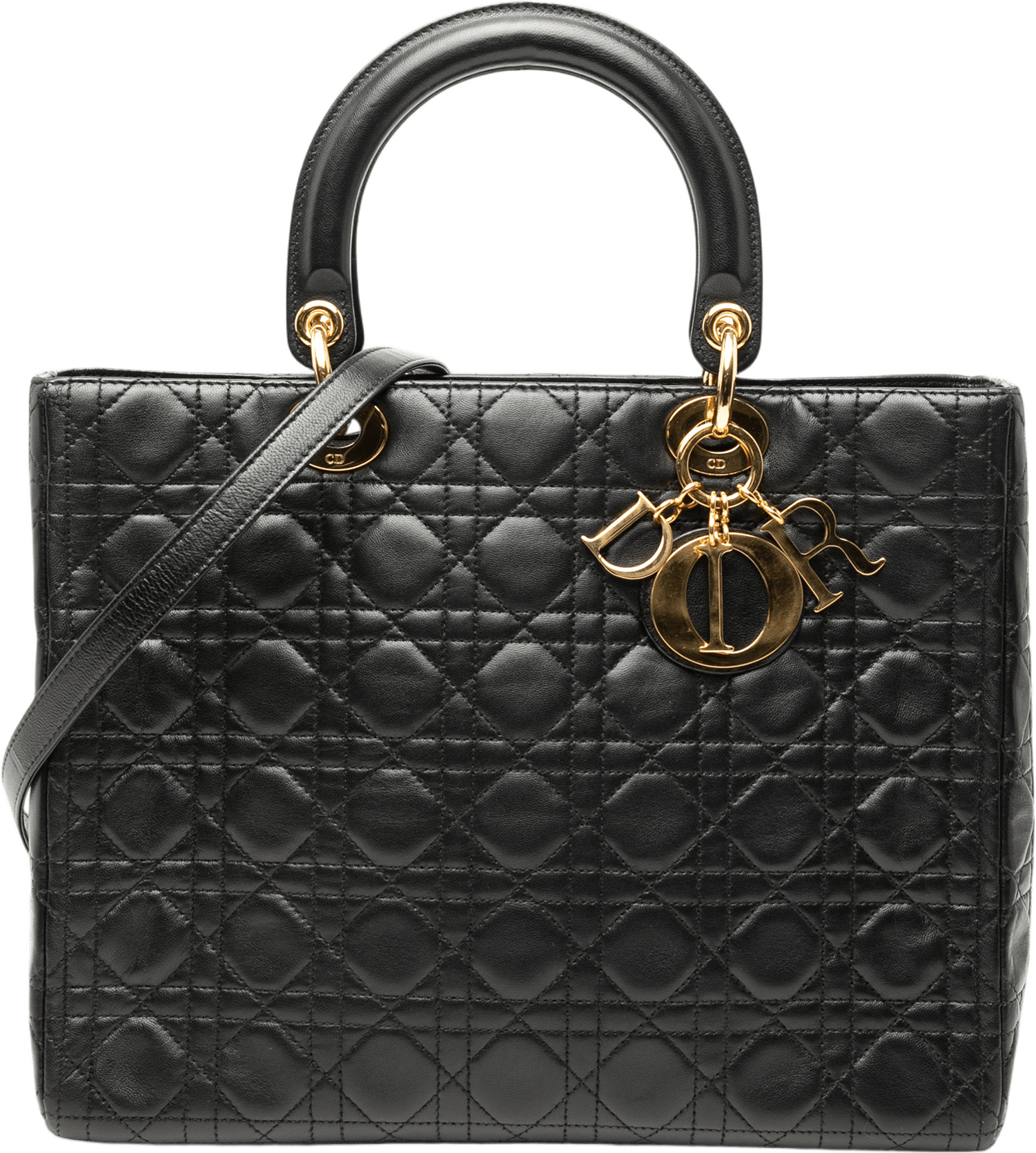 Dior Large Lambskin Cannage Lady Dior, från Luxclusif, i färgen black.