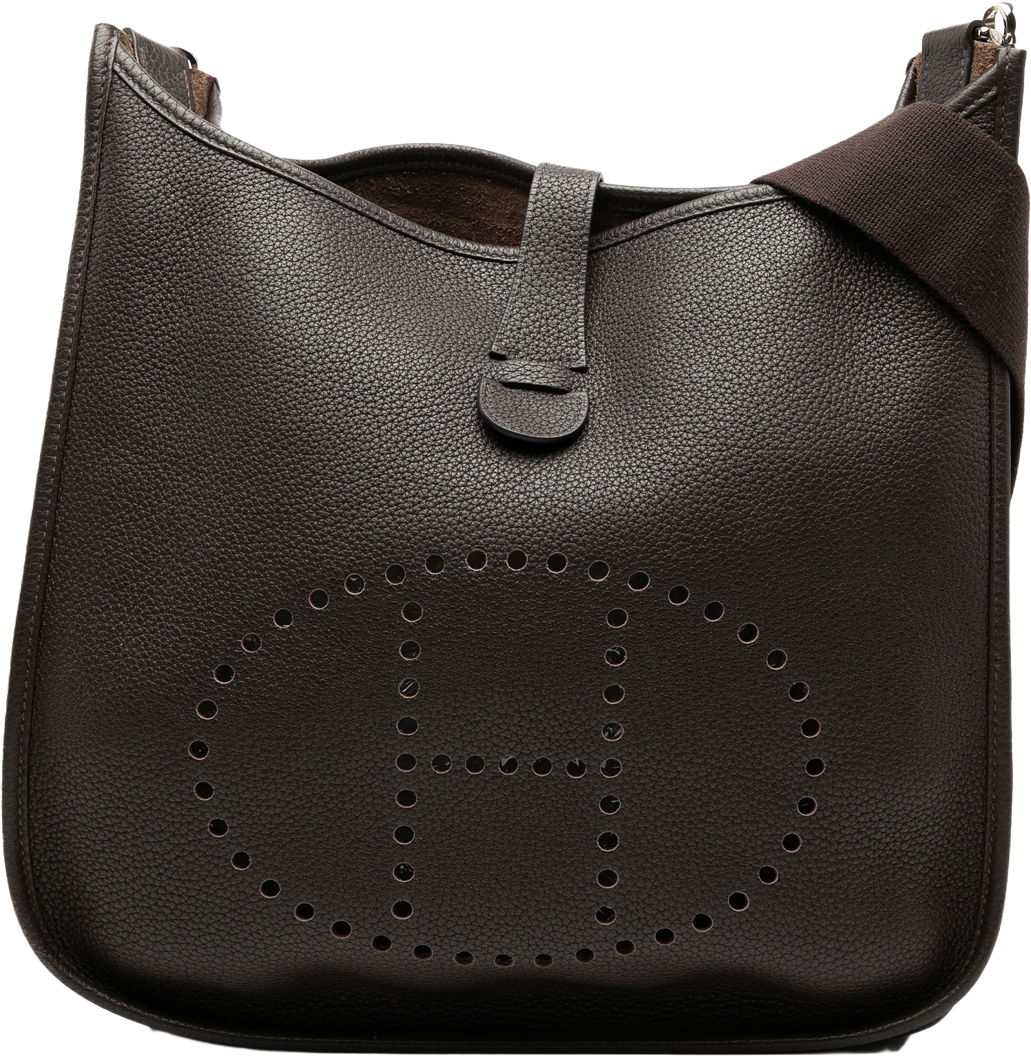 Hermès Clemence Evelyne Iii Pm, från Luxclusif, i färgen dark brown.