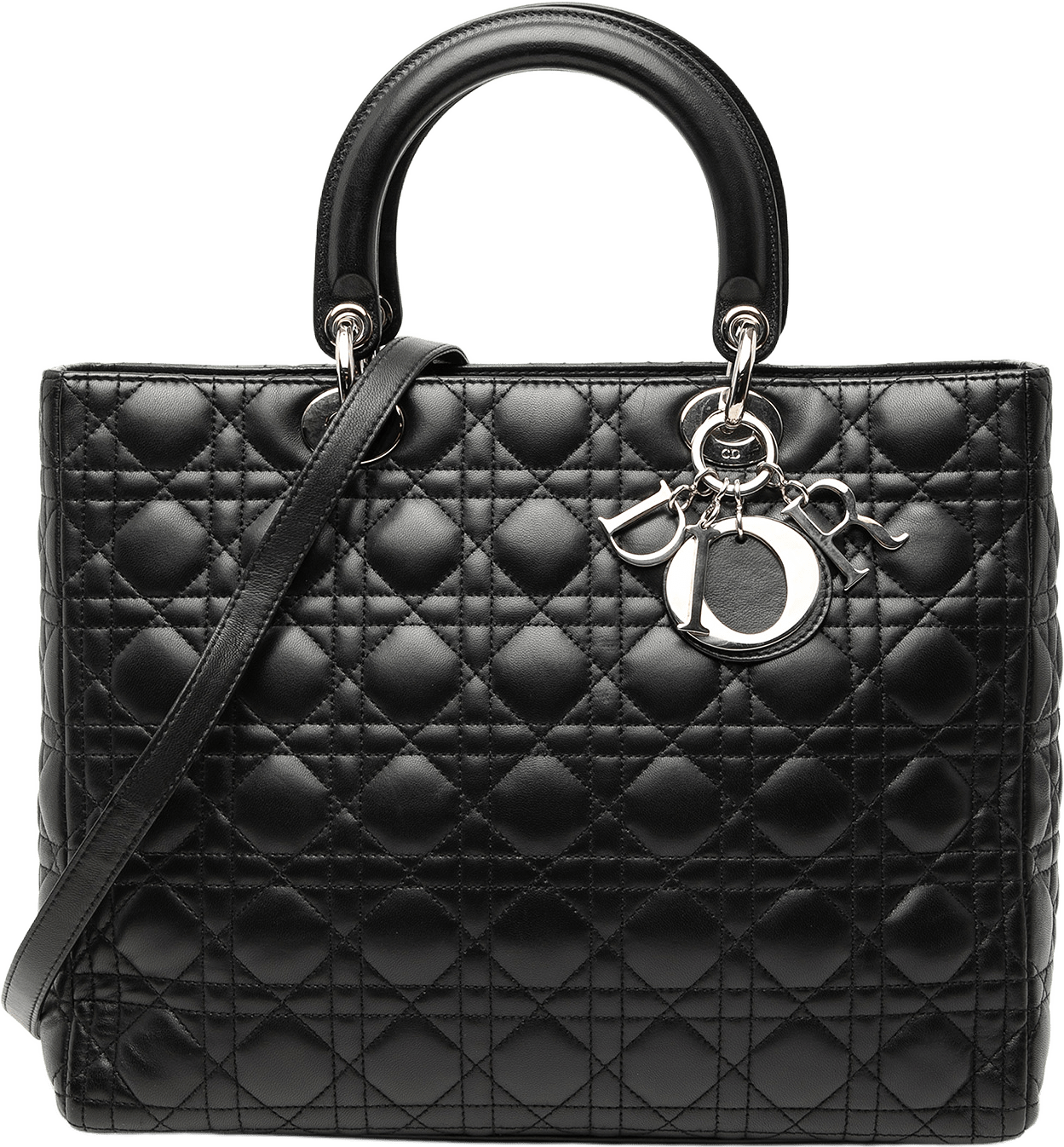 Dior Large Lambskin Cannage Lady Dior, från Luxclusif, i färgen black.