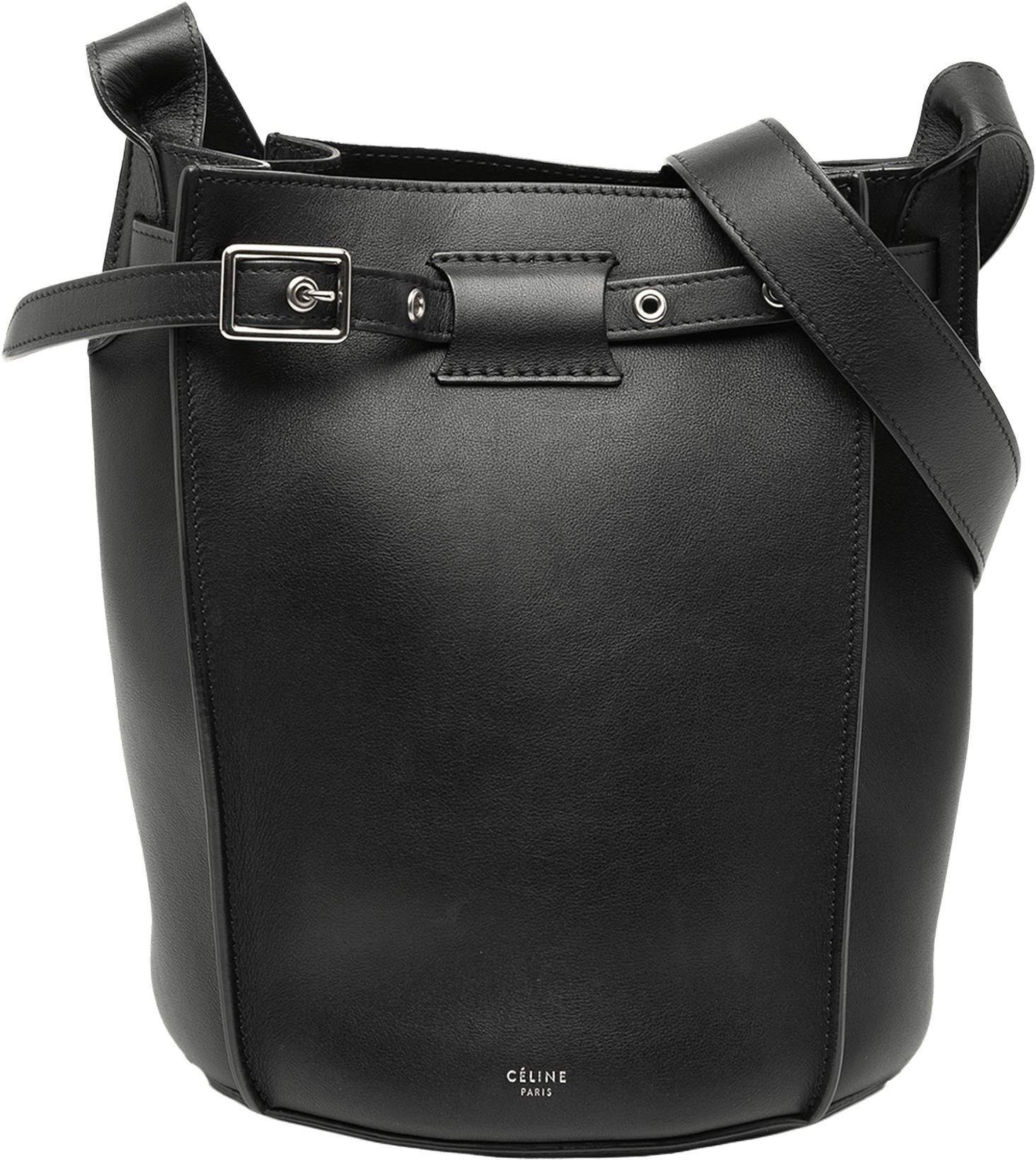 Celine Nano Leather Big Bag Bucket Crossbody, från Luxclusif, i färgen black.