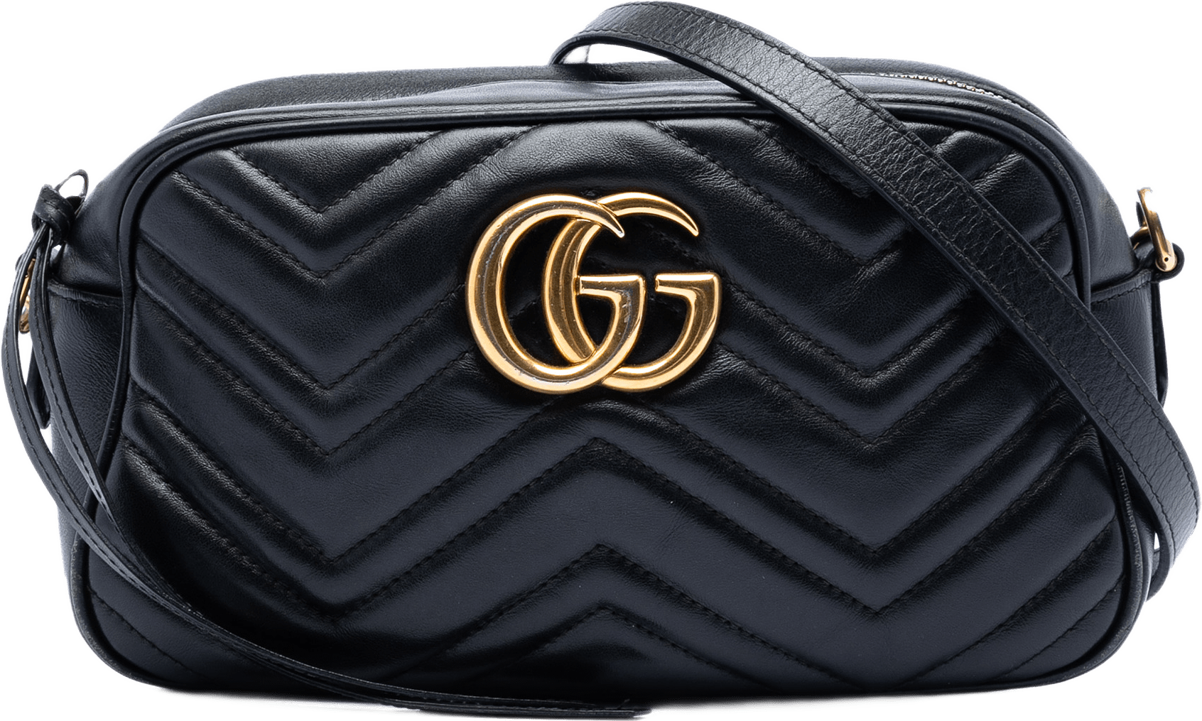 Gucci Small Gg Marmont Matelasse Calfskin Crossbody, från Luxclusif, i färgen svart.