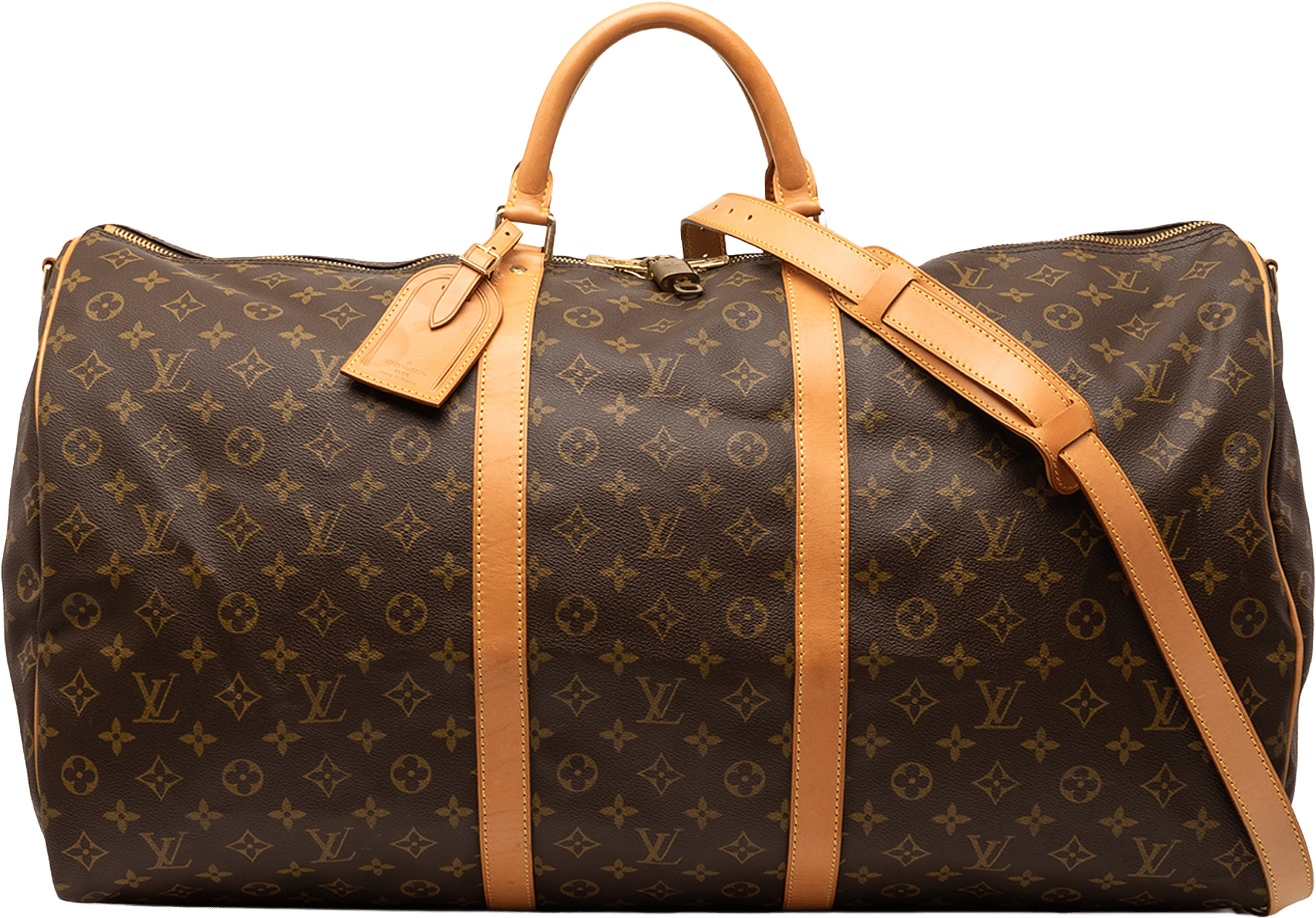 Louis Vuitton Monogram Keepall Bandouliere 60, från Luxclusif, i färgen brown.