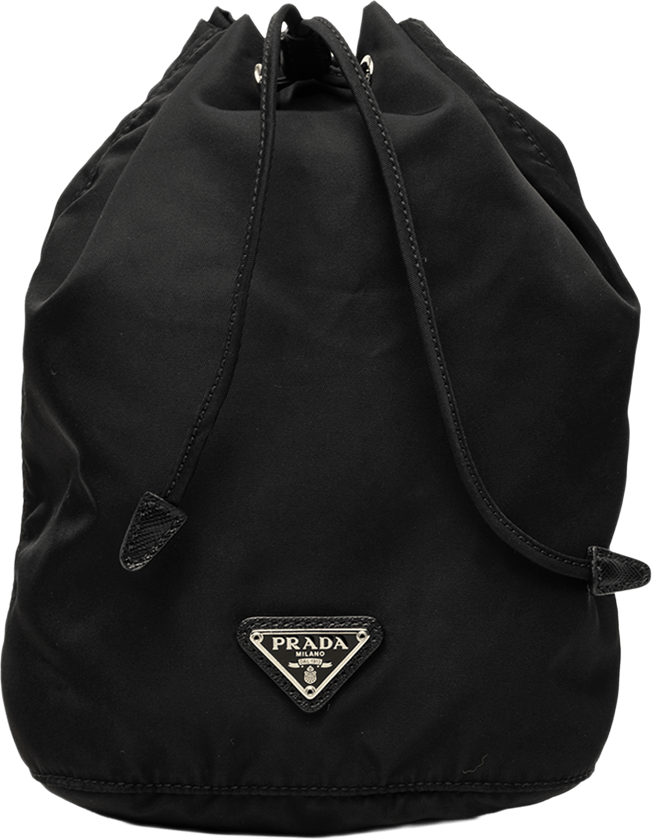 Prada Tessuto Drawstring Pouch, från Luxclusif, i färgen svart.