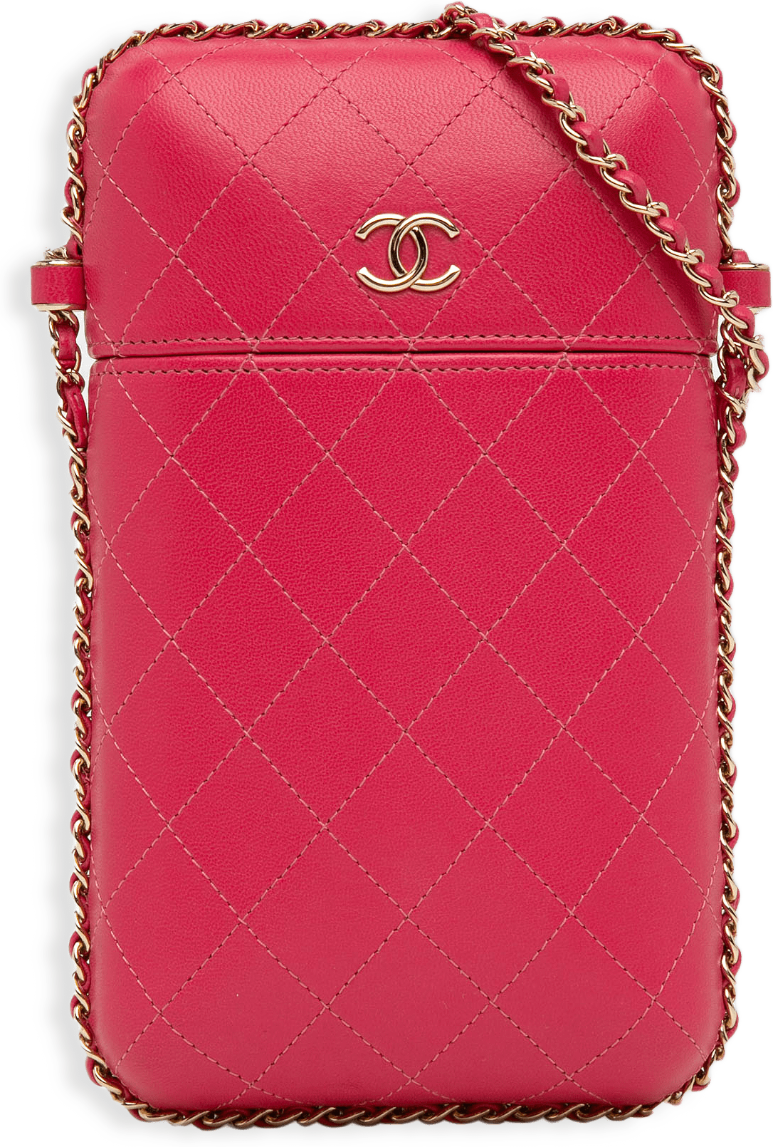 Chanel Cc Quilted Calfskin Chain Around Phone Holder