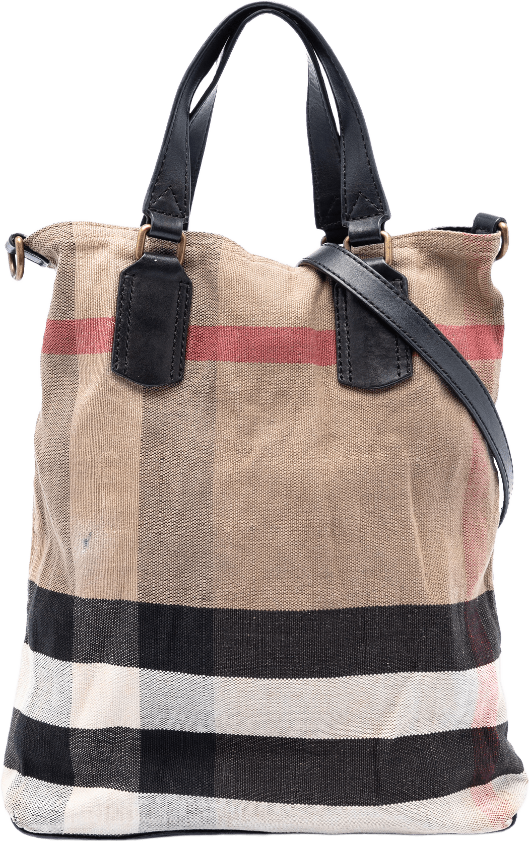 Burberry Mega Check Canvas Tottenham Brit Satchel, från Luxclusif, i färgen light brown.