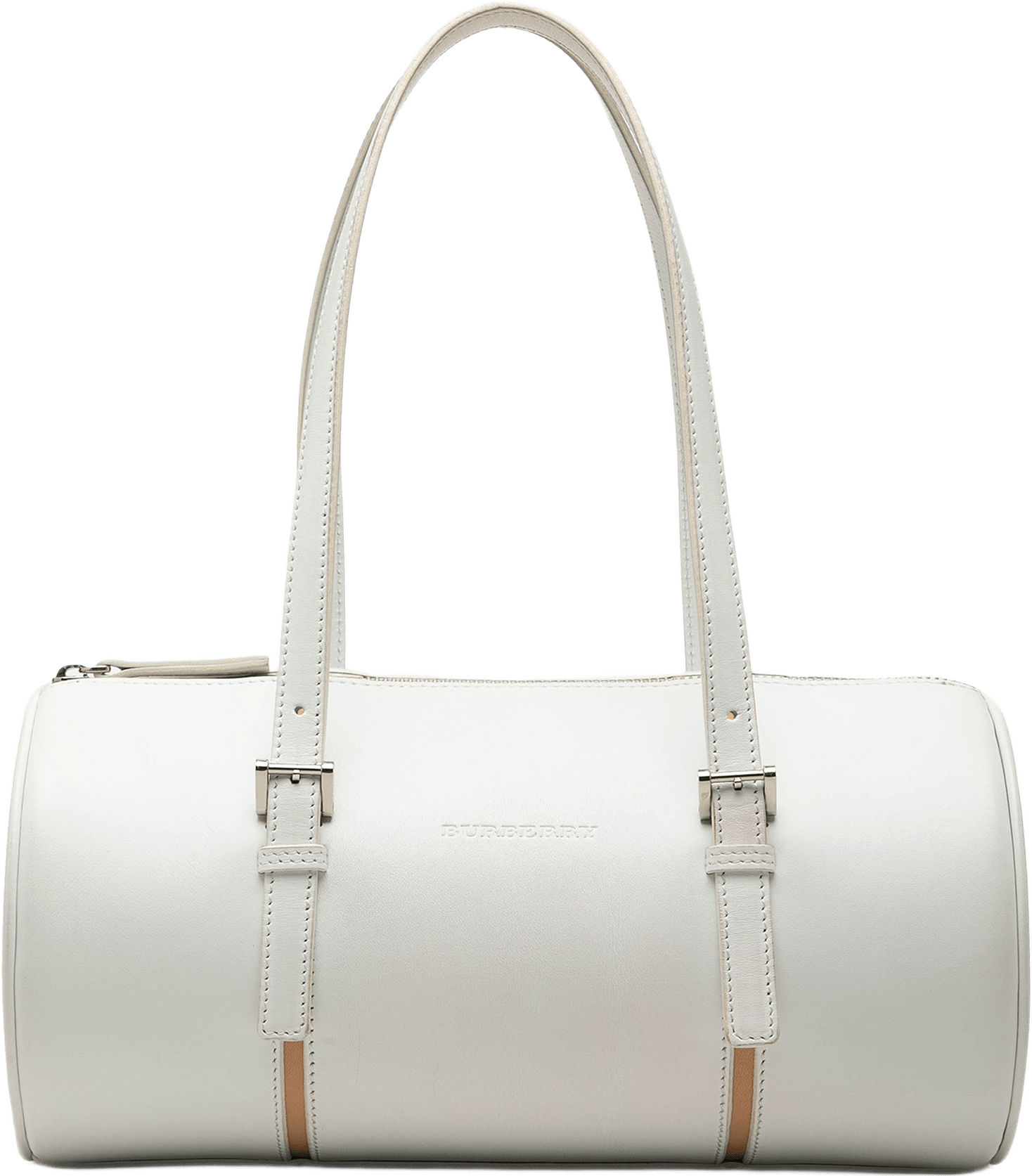 Burberry Leather Barrel Shoulder Bag, från Luxclusif, i färgen vit.