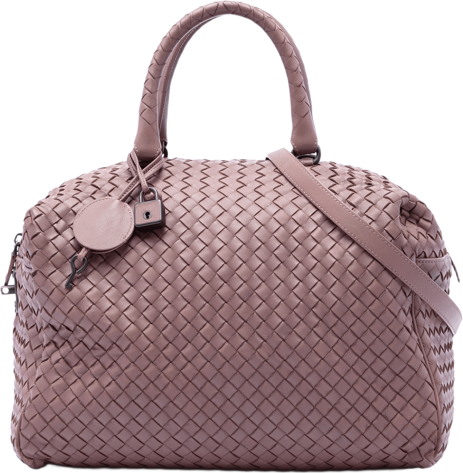 Bottega Veneta Nappa Intrecciato Satchel, från Luxclusif, i färgen rosa.