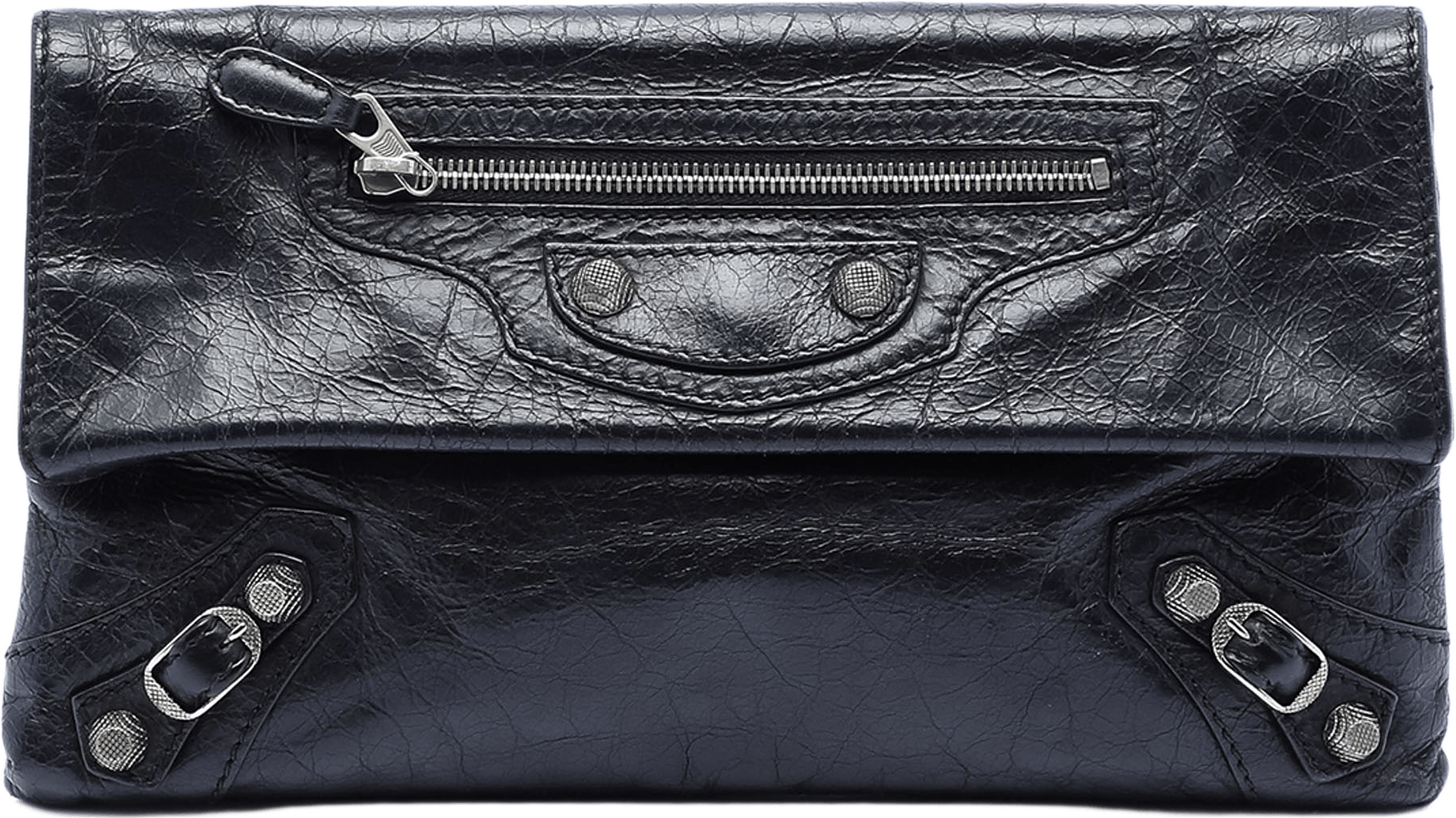 Balenciaga Lambskin Motocross Giant 12 Envelope Clutch, från Luxclusif, i färgen black.