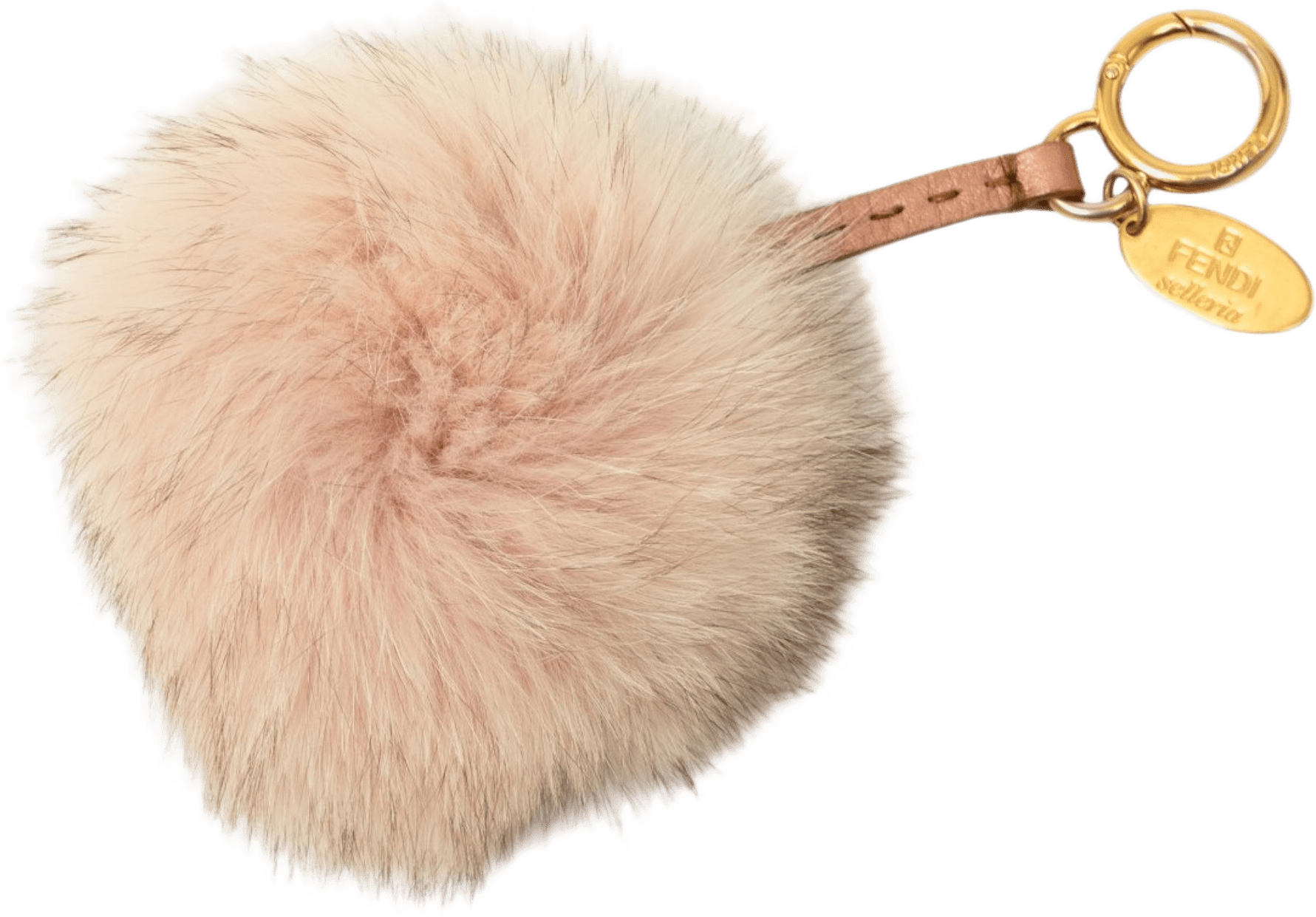 Fendi Fox Fur Pompom Selleria Bag Charm, från Luxclusif, i färgen rosa.