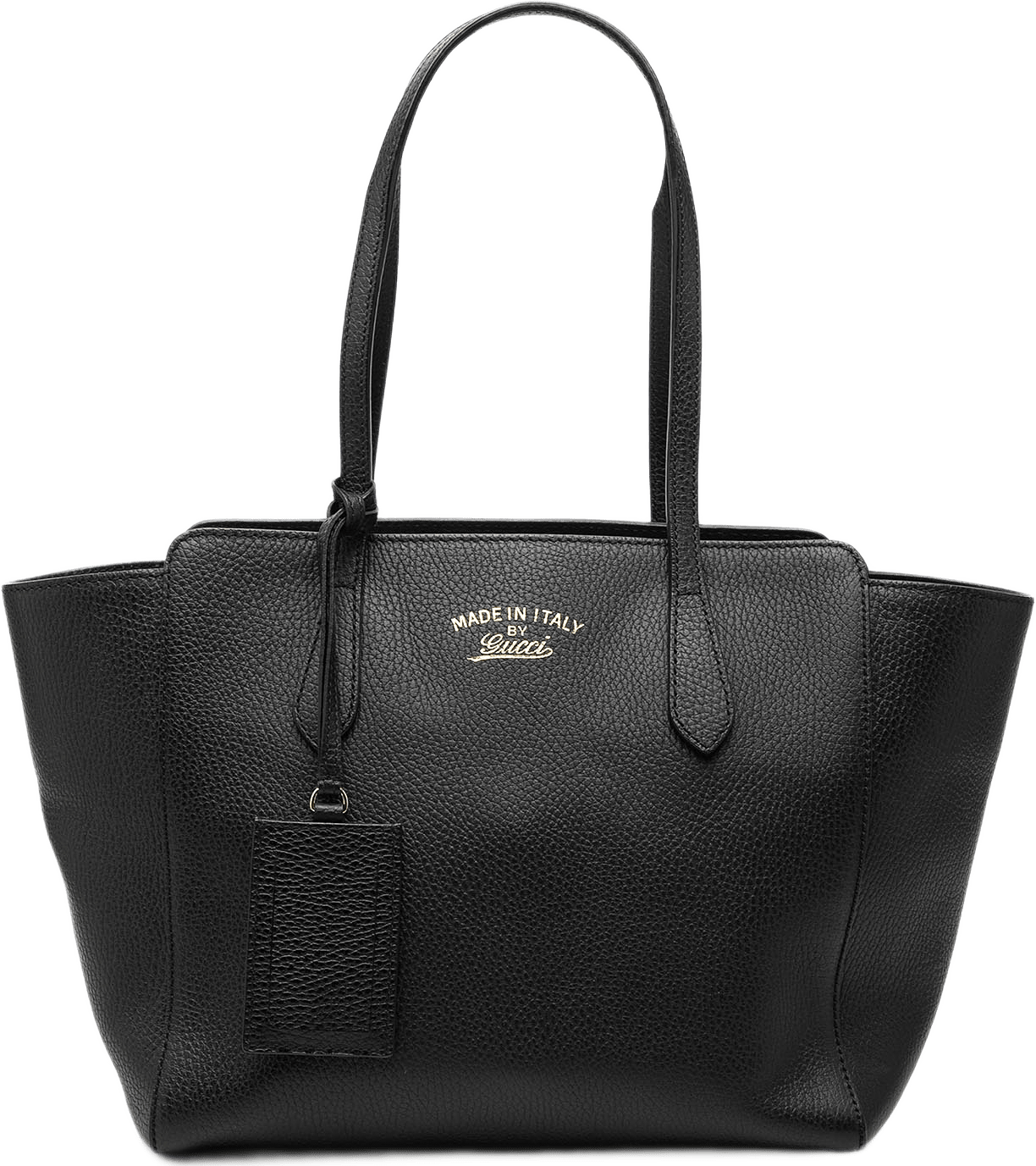 Gucci Small Calfskin Swing Tote, från Luxclusif, i färgen svart.