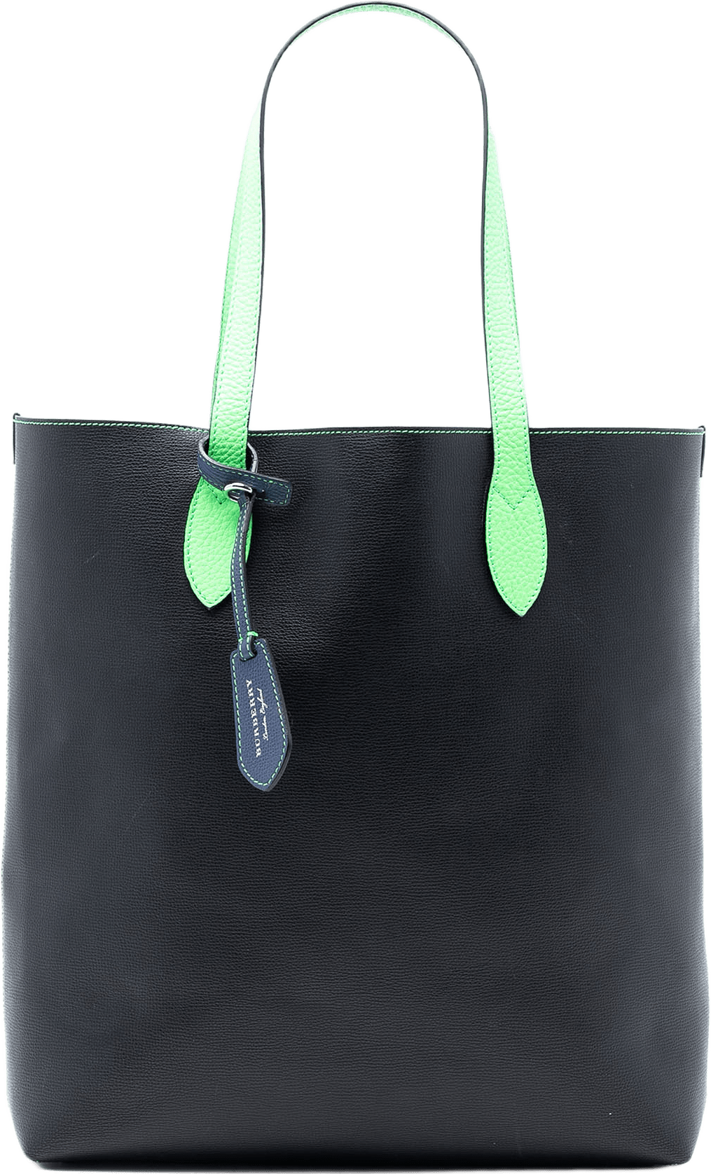 Burberry Grained Leather And Haymarket Check Coated Canvas Reversible North South Tote, från Luxclusif, i färgen black.