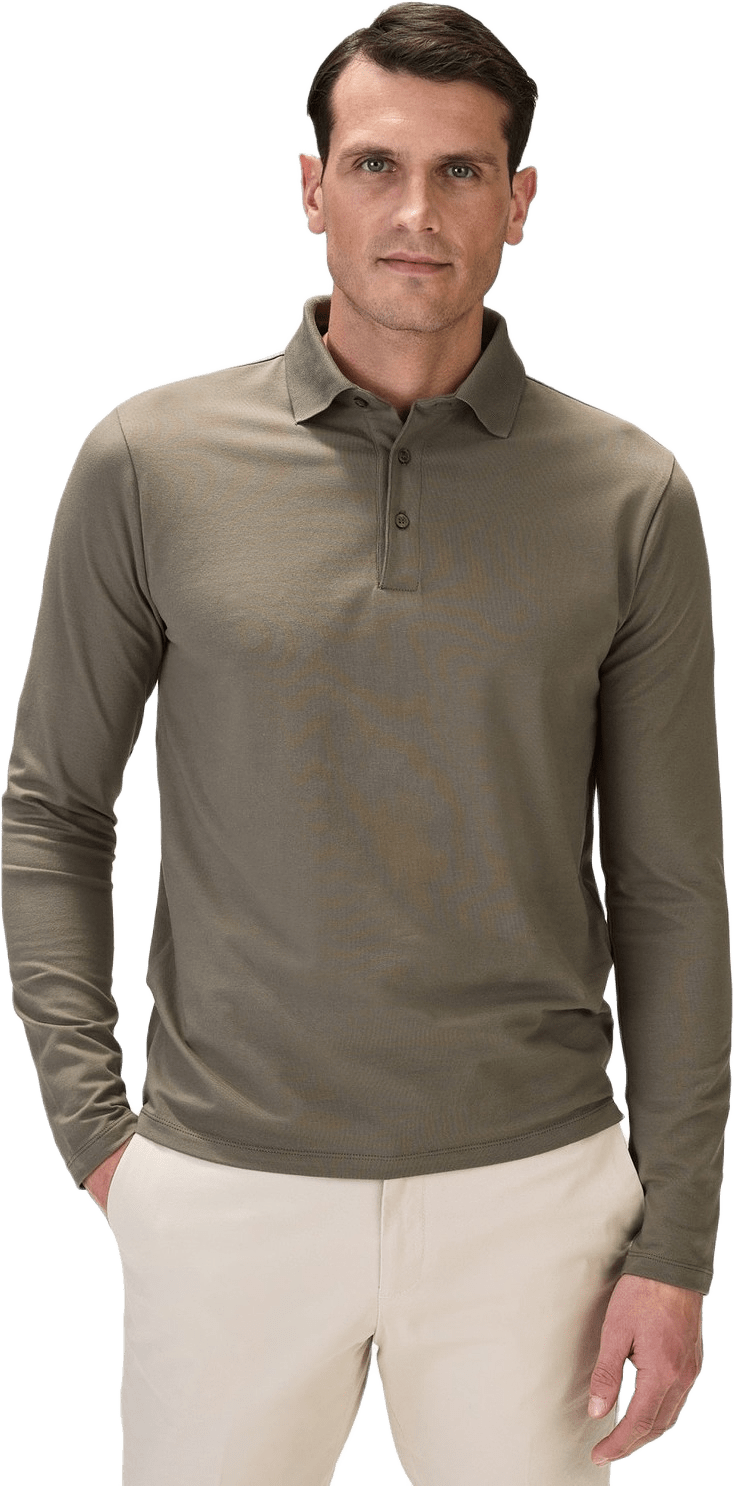 Cotton Fitted Stretch L/s Polo Shirt Jersey