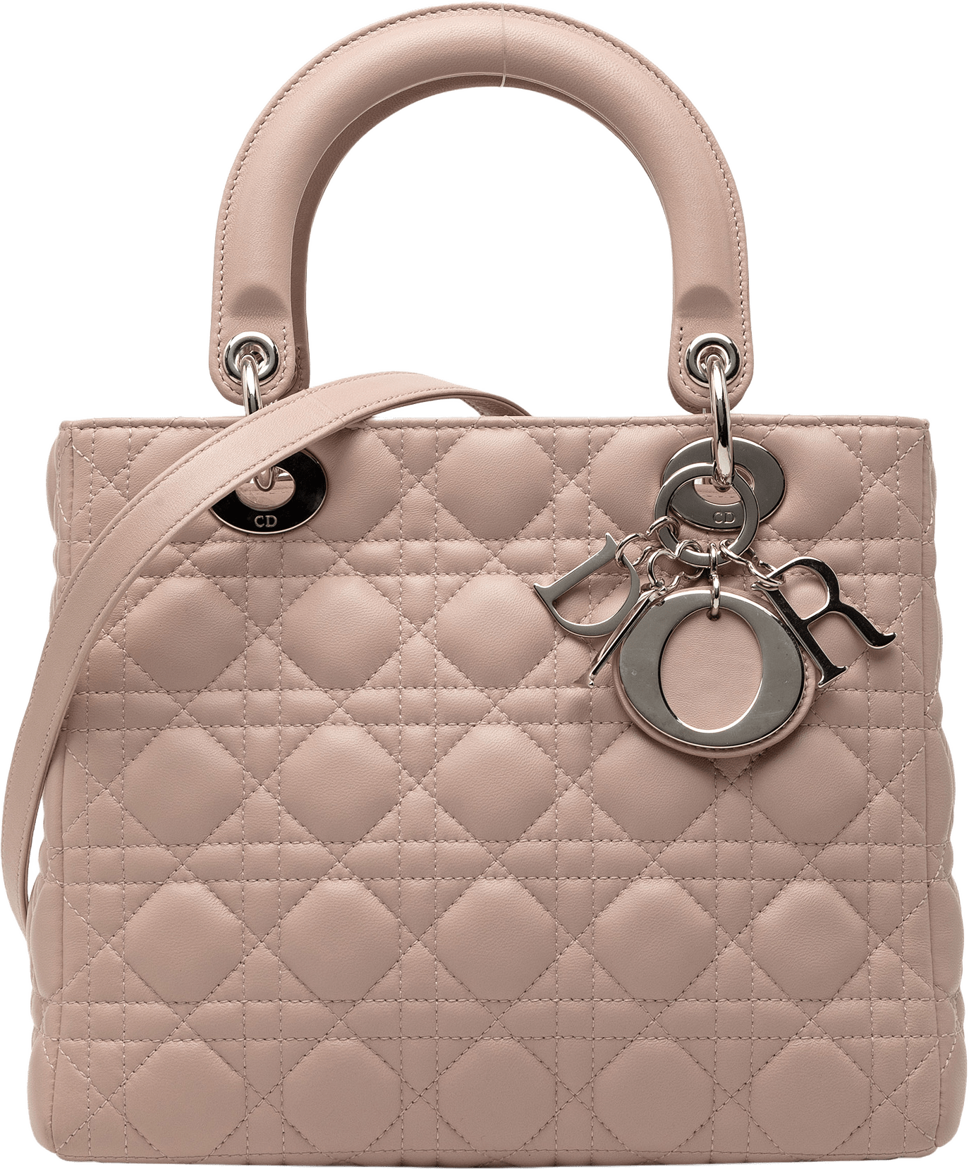 Dior Medium Lambskin Cannage Lady Dior, från Luxclusif, i färgen pink.