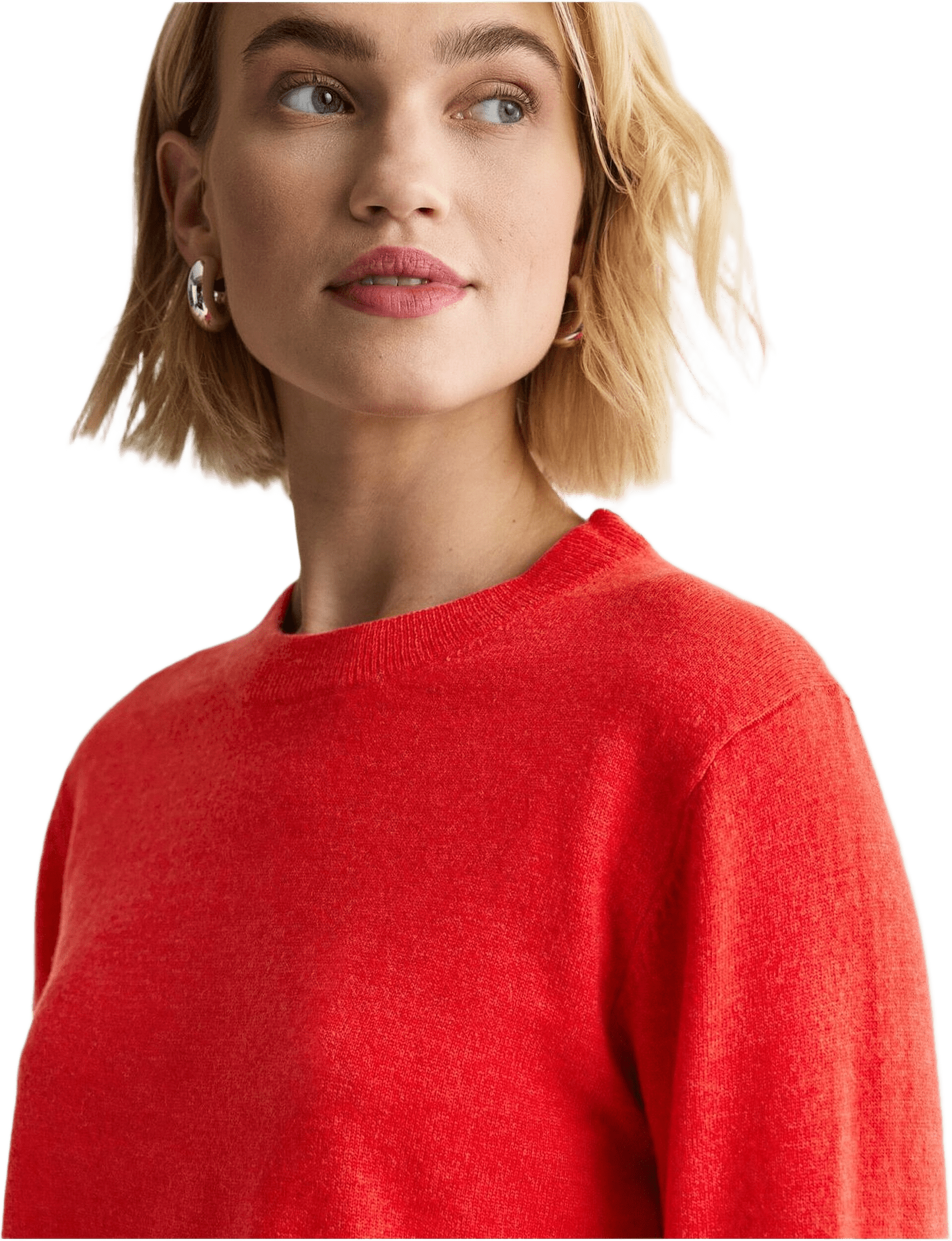 Lamullströja Kendell, från Newhouse, i färgen jordgubbsröd.