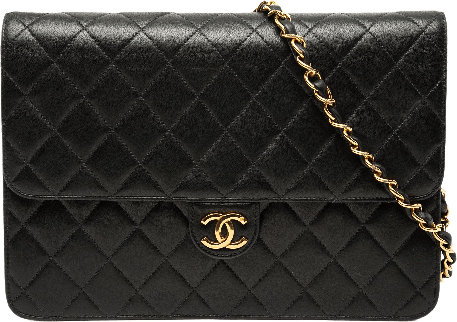 Chanel Medium Cc Quilted Lambskin Single Flap, från Luxclusif, i färgen black.