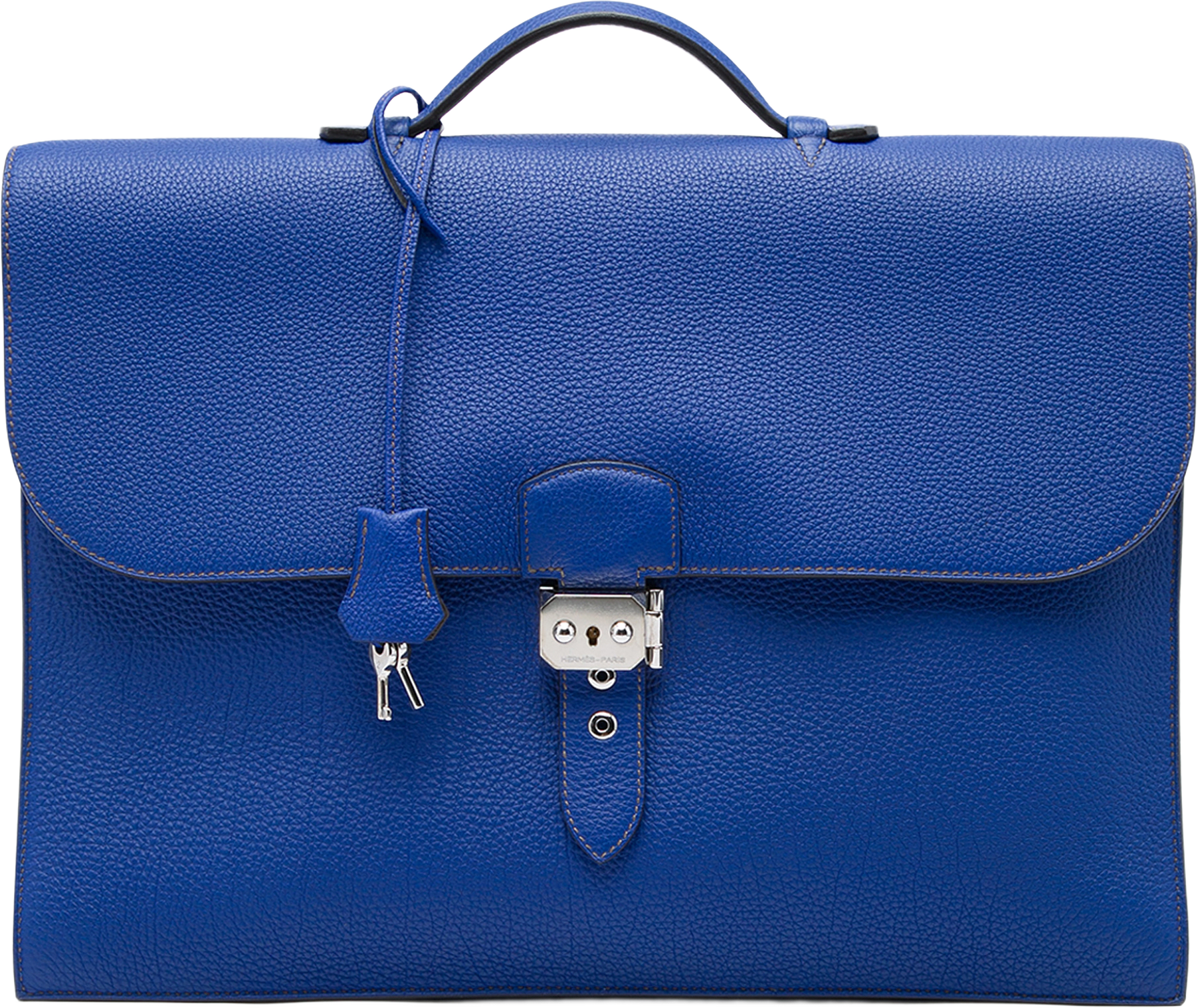 Hermès Togo Verso Sac A Depeches 40, från Luxclusif, i färgen blå.