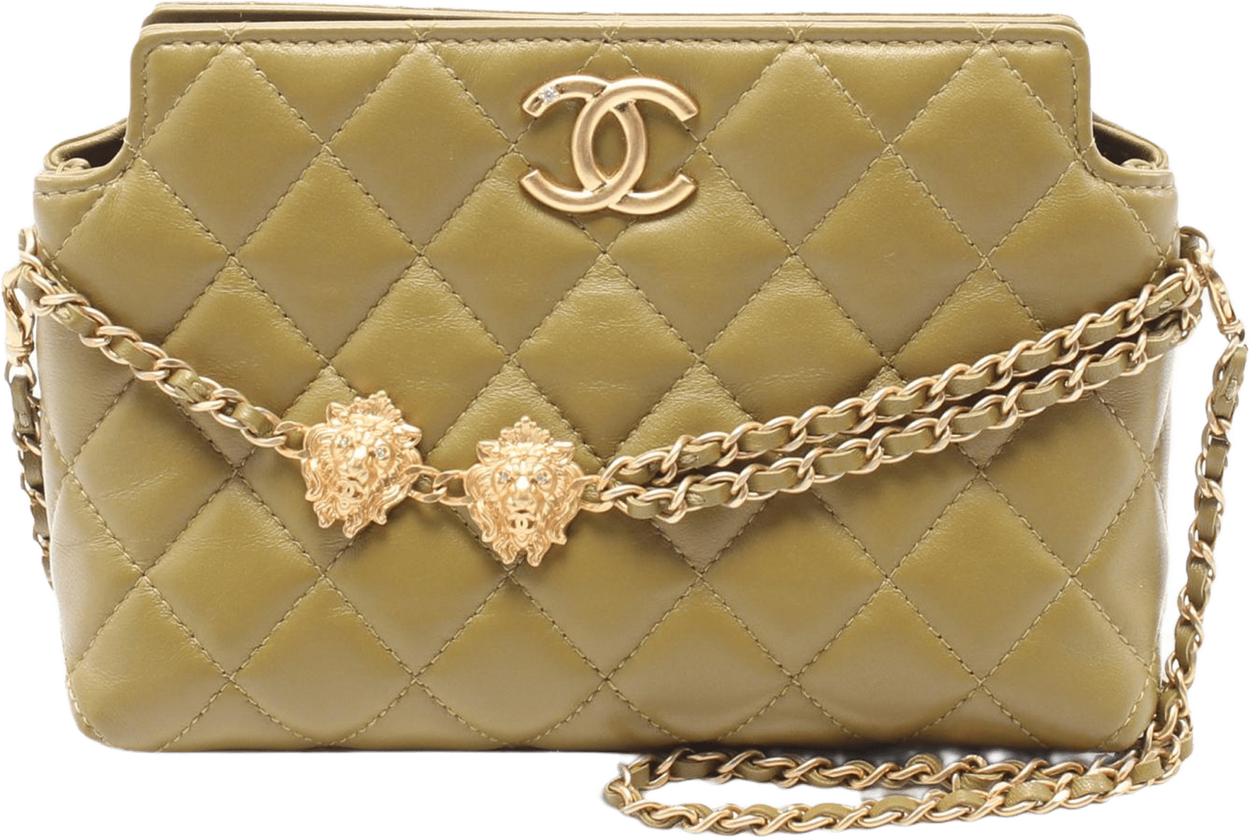 Chanel Quilted Lambskin Leo Shoulder Bag, från Luxclusif, i färgen olive green.