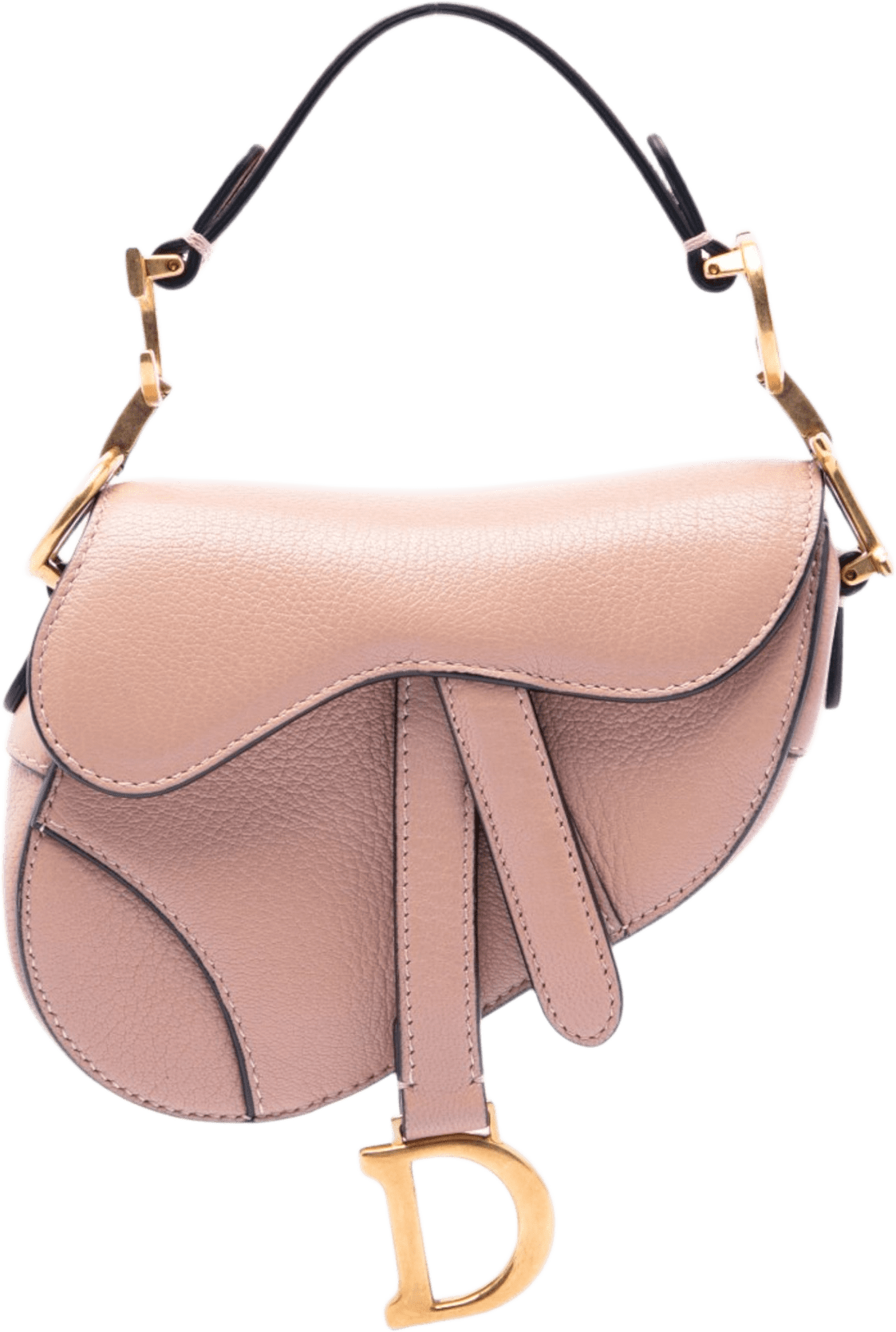 Dior Micro Goatskin Saddle Bag, från Luxclusif, i färgen nude.