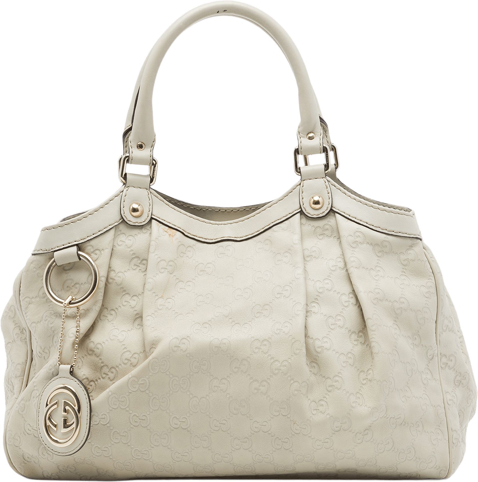 Gucci Medium Guccissima Sukey Tote, från Luxclusif, i färgen vit.