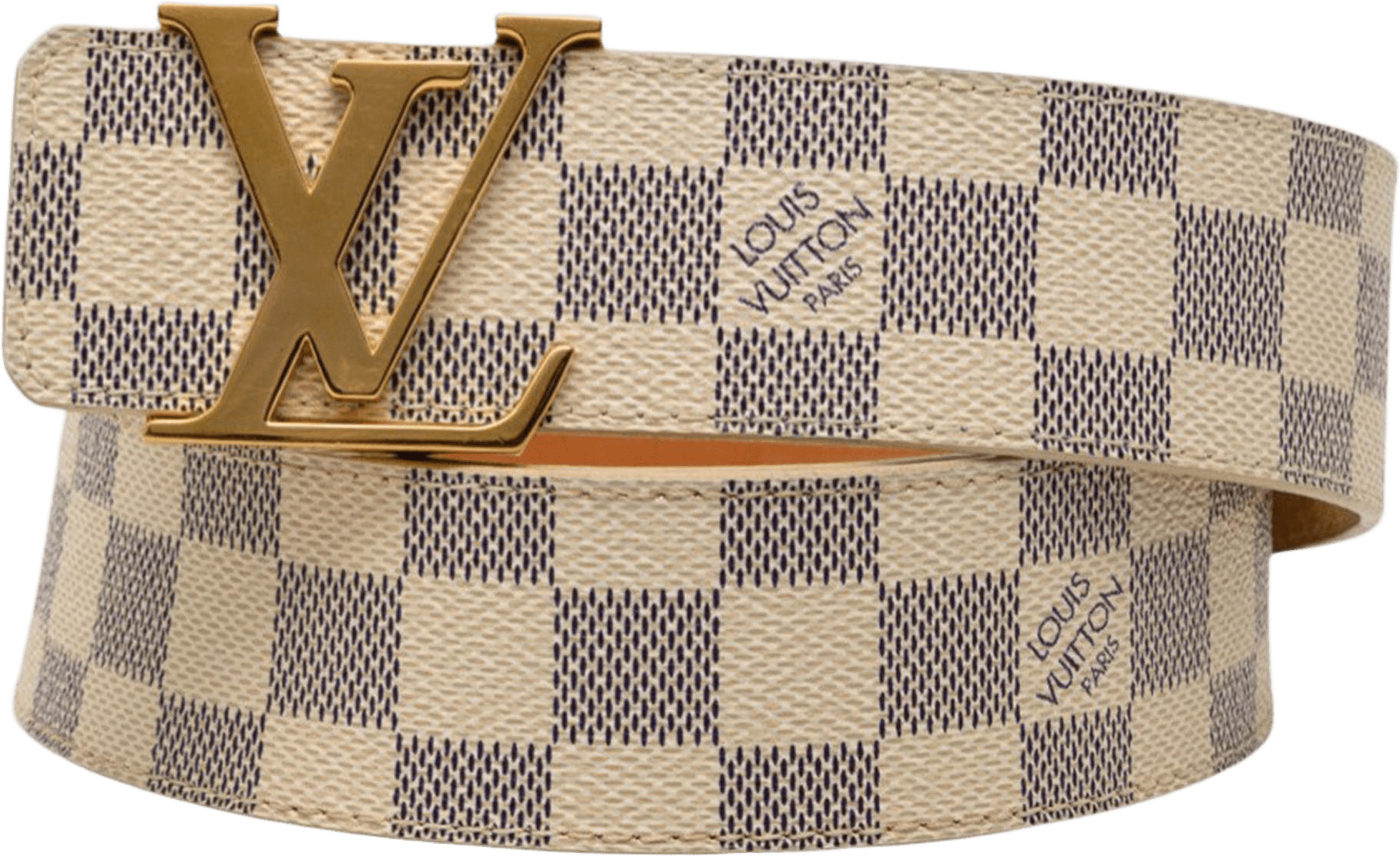 Louis Vuitton Damier Azur Initiales Belt, från Luxclusif, i färgen beige.