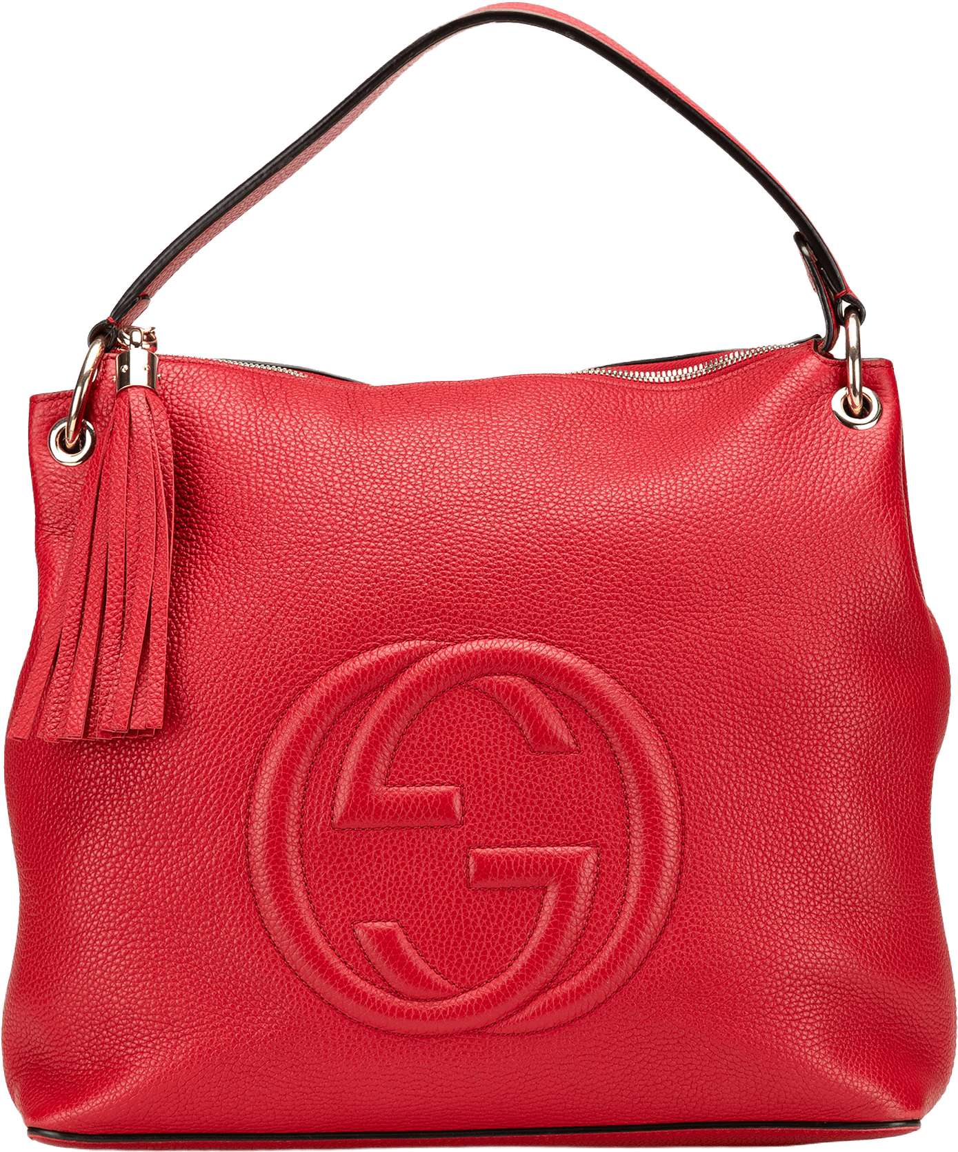 Gucci Large Pebbled Calfskin Soho Convertible Hobo, från Luxclusif, i färgen red.