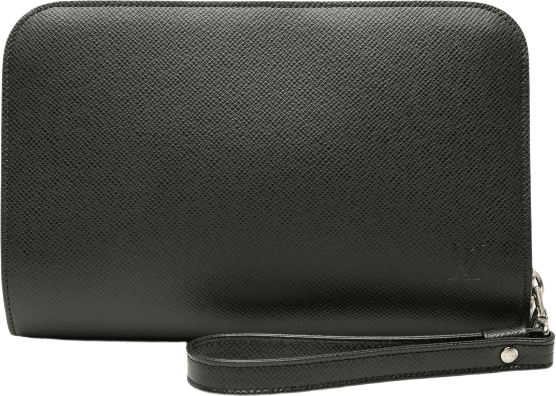 Louis Vuitton Taiga Pochette Baikal, från Luxclusif, i färgen svart.
