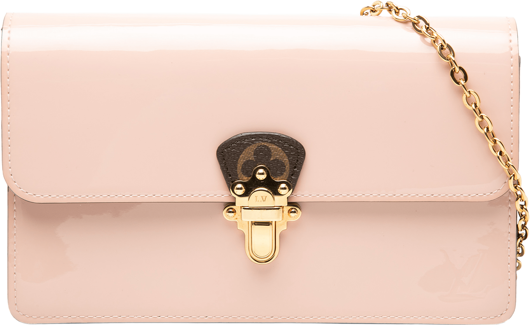 Louis Vuitton Portefeuille Cherrywood Wallet On Chain, från Luxclusif, i färgen light pink.