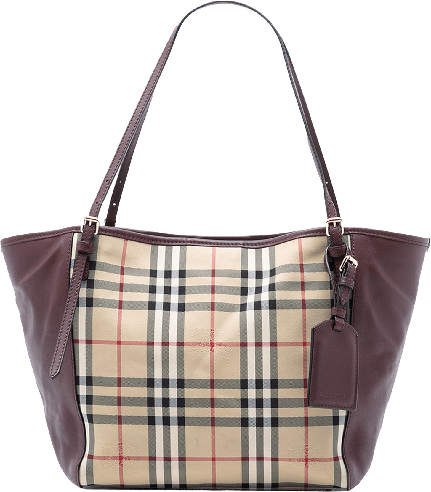 Burberry Small Haymarket Check Canvas And Leather Canterbury Tote, från Luxclusif, i färgen beige.