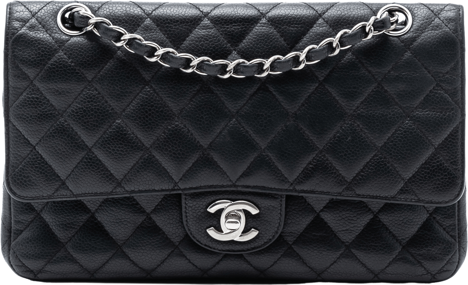 Chanel Medium Classic Caviar Double Flap, från Luxclusif, i färgen black.
