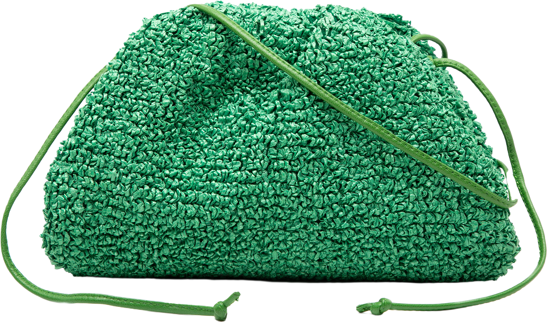 Bottega Veneta Boucle Raffia The Mini Pouch Crossbody, från Luxclusif, i färgen green.