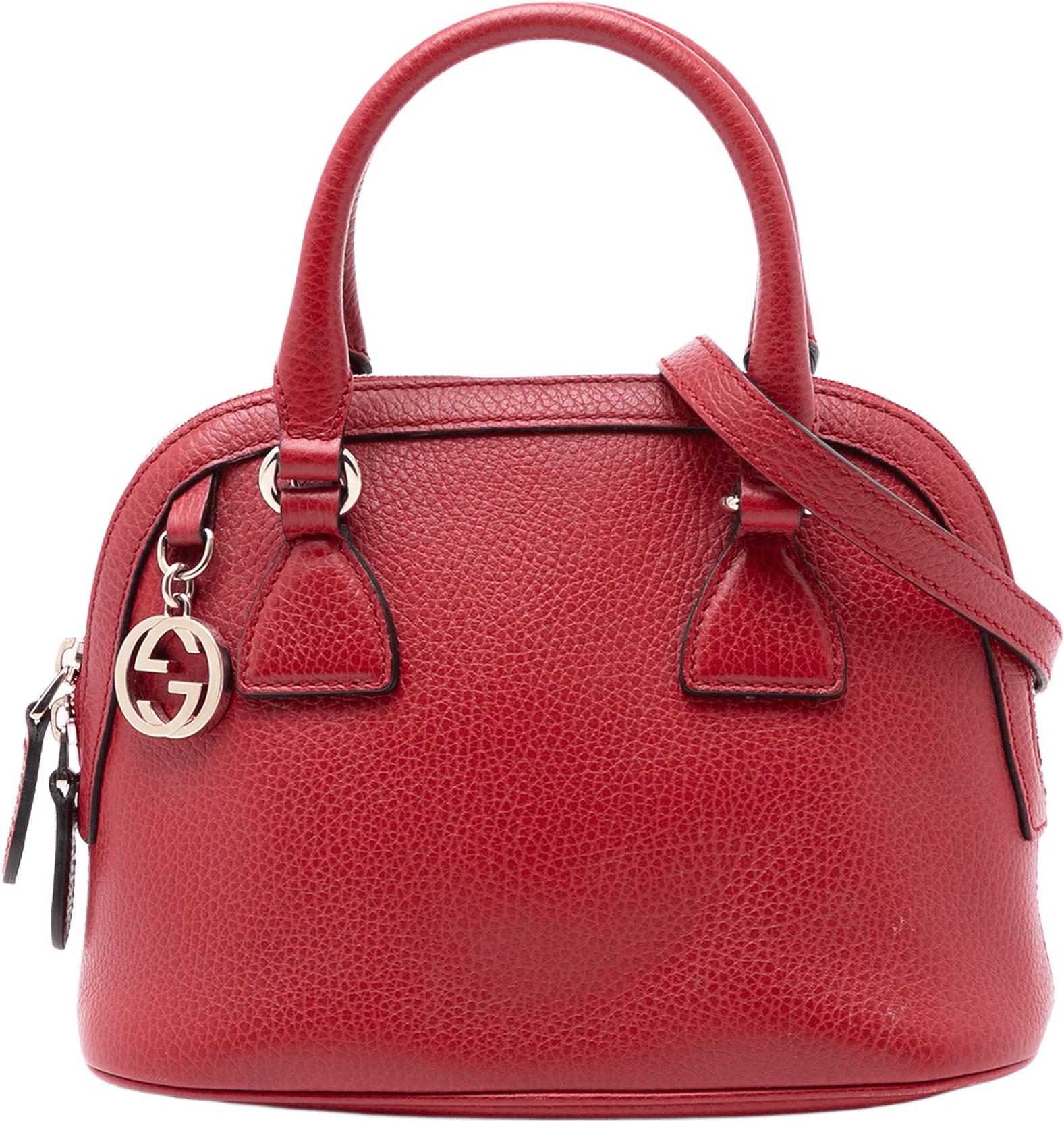 Gucci Mini Leather Gg Charm Dome Satchel, från Luxclusif, i färgen red.