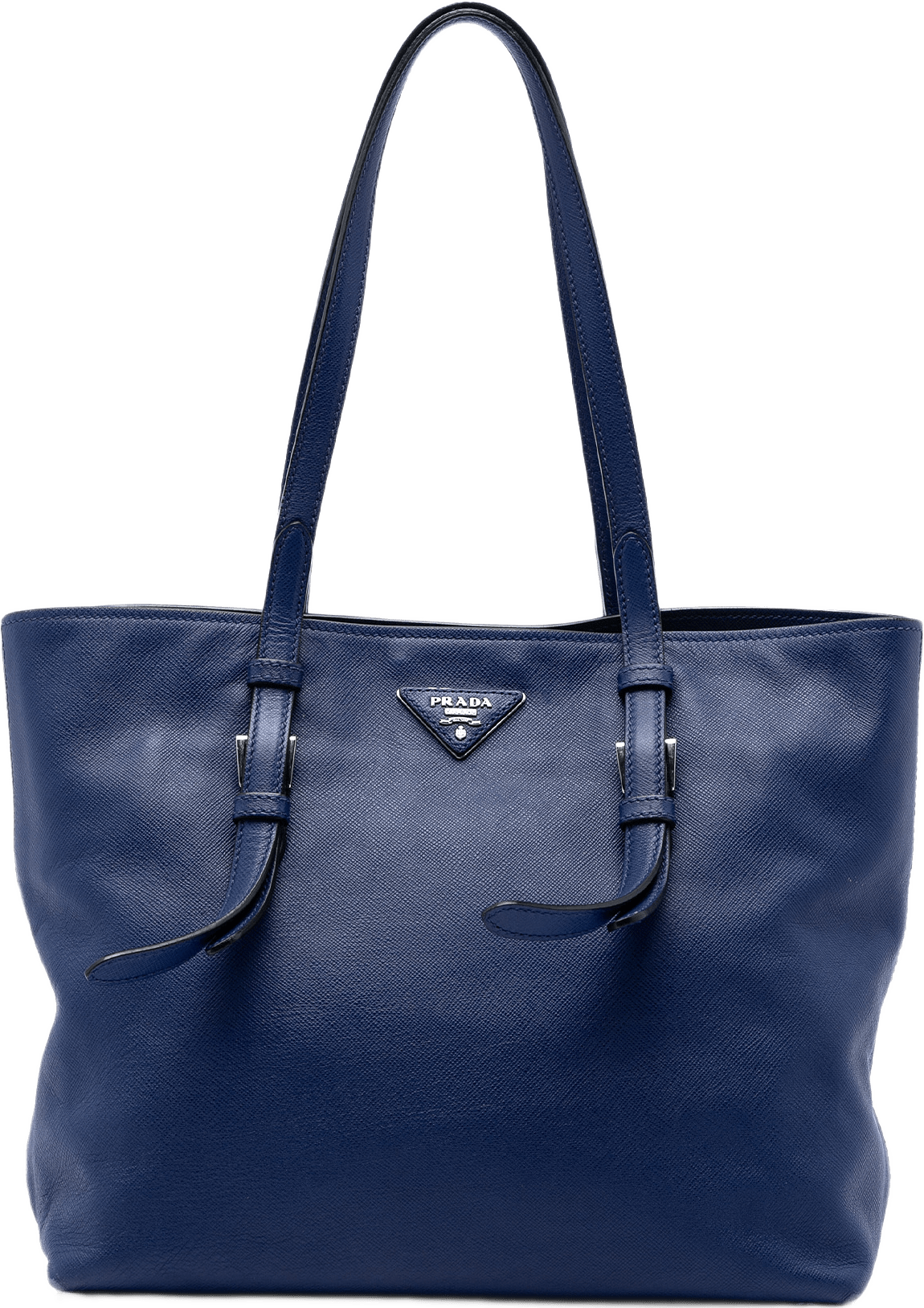Prada Saffiano Soft Shopping Tote, från Luxclusif, i färgen blue.