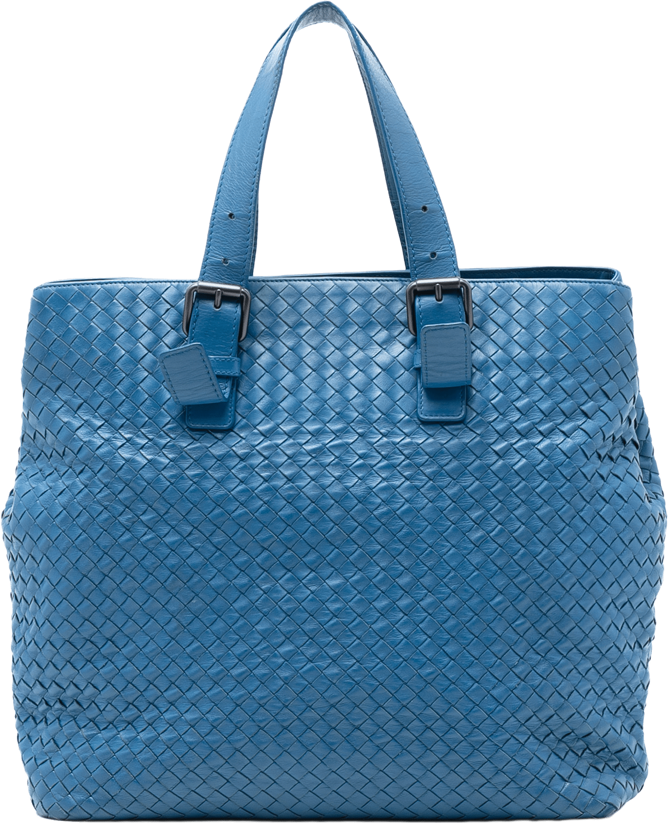 Bottega Veneta Nappa Intrecciato Belted Tote, från Luxclusif, i färgen blue.