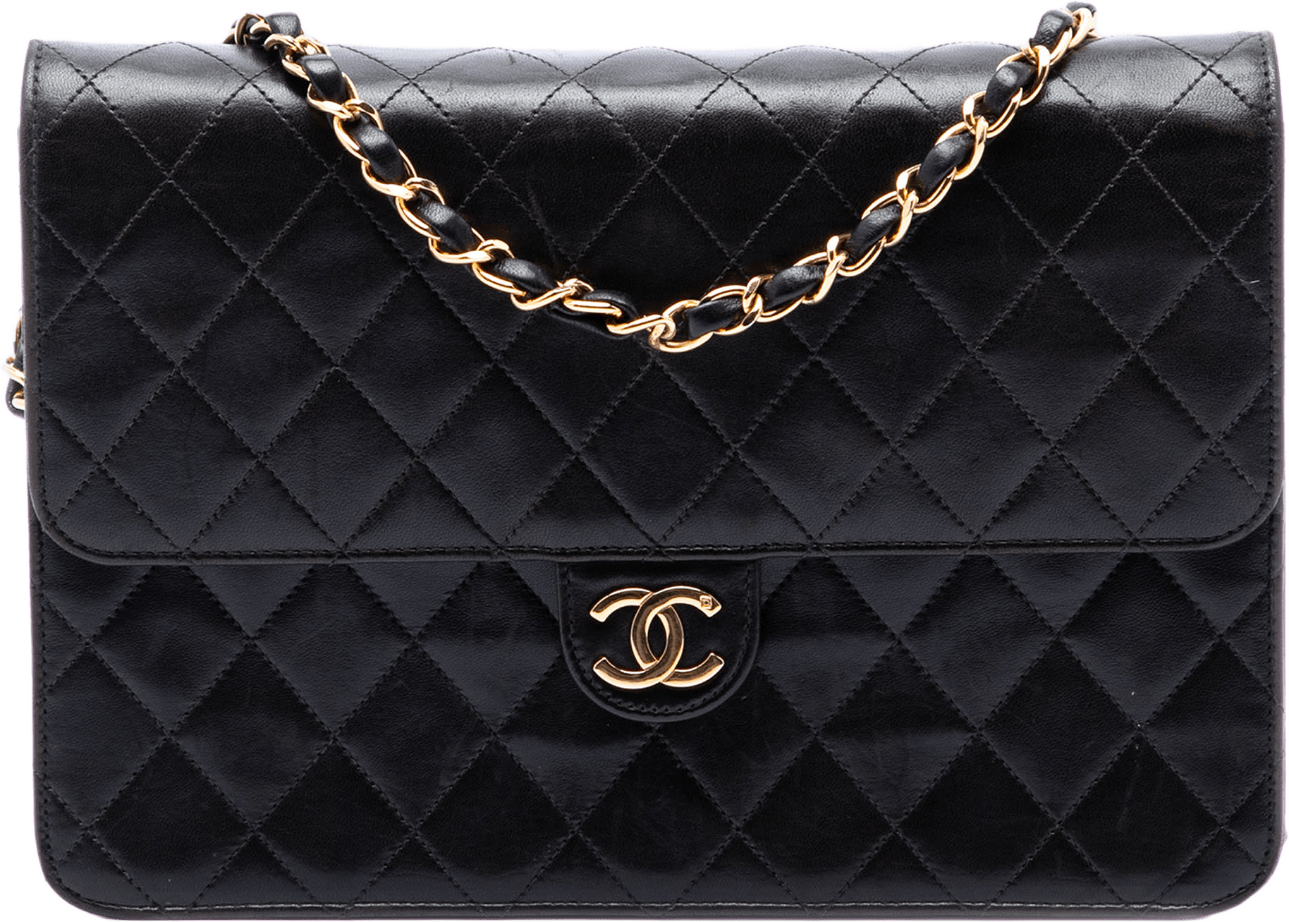 Chanel Medium Cc Quilted Lambskin Single Flap, från Luxclusif, i färgen svart.