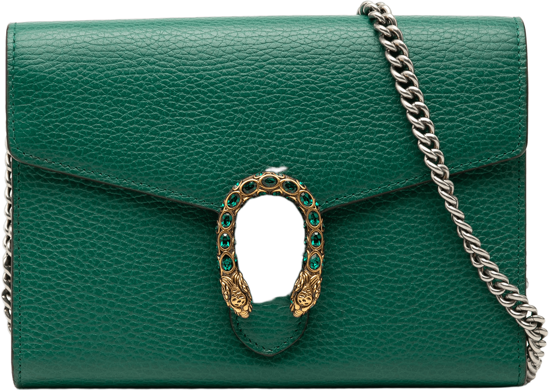 Gucci Leather Dionysus Wallet On Chain, från Luxclusif, i färgen green.