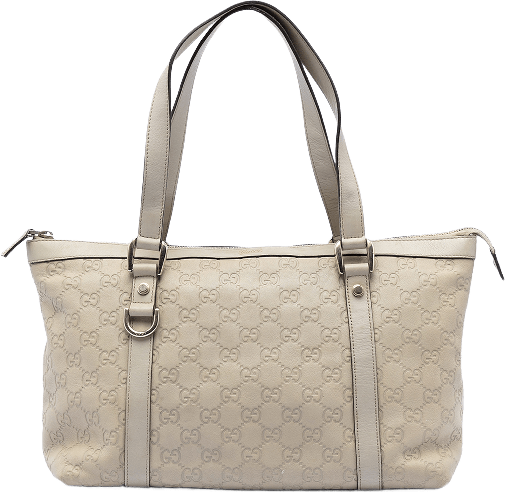 Gucci Guccissima Abbey D Ring Tote, från Luxclusif, i färgen vit.