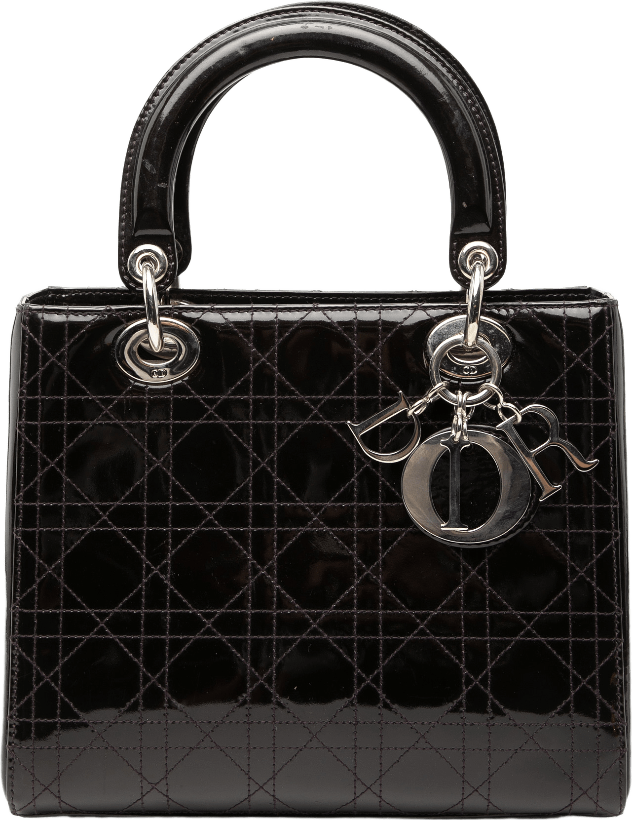 Dior Medium Patent Cannage Stitched Lady Dior, från Luxclusif, i färgen plum.