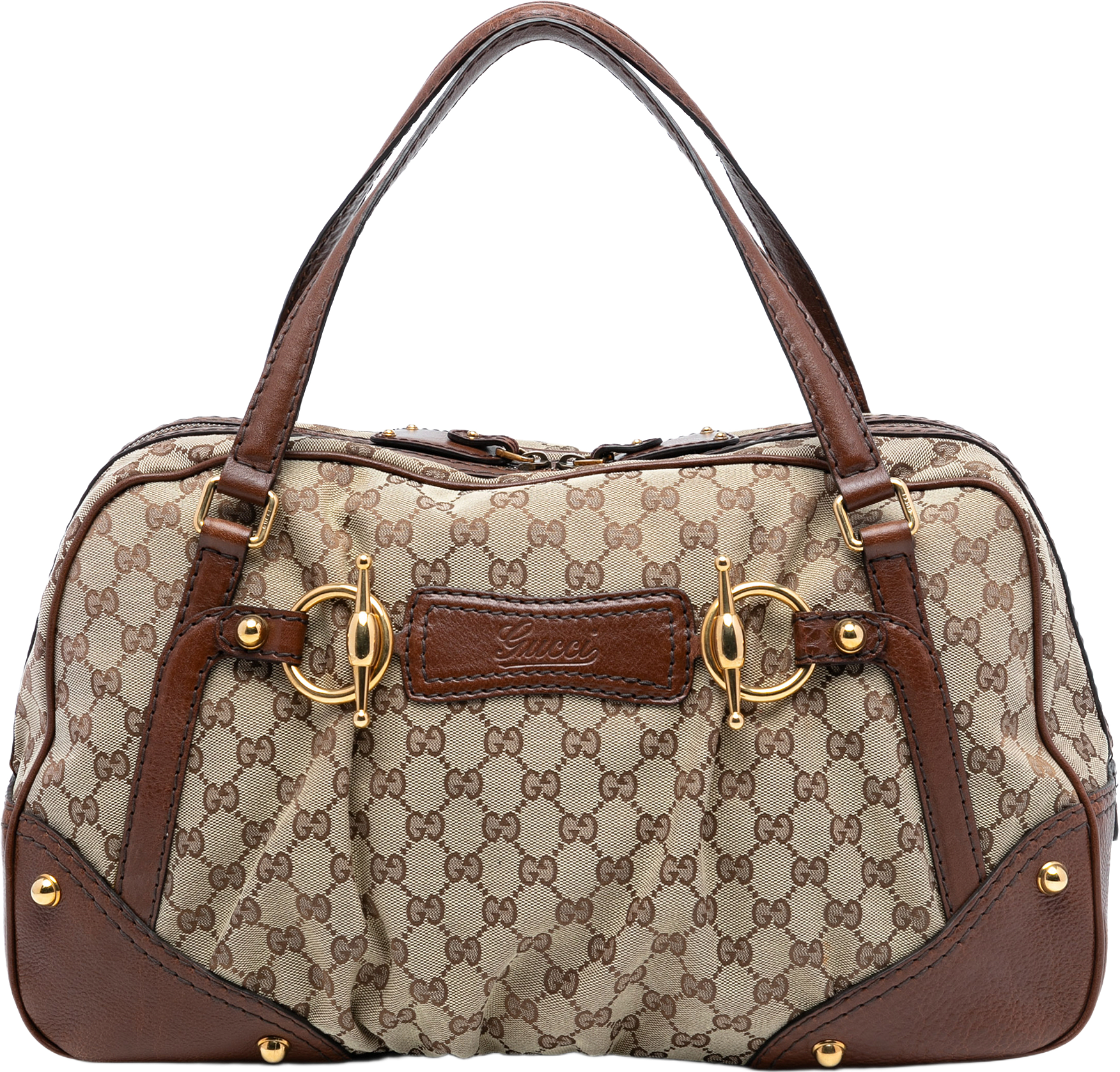 Gucci Gg Canvas Jockey Boston Bag, från Luxclusif, i färgen beige.