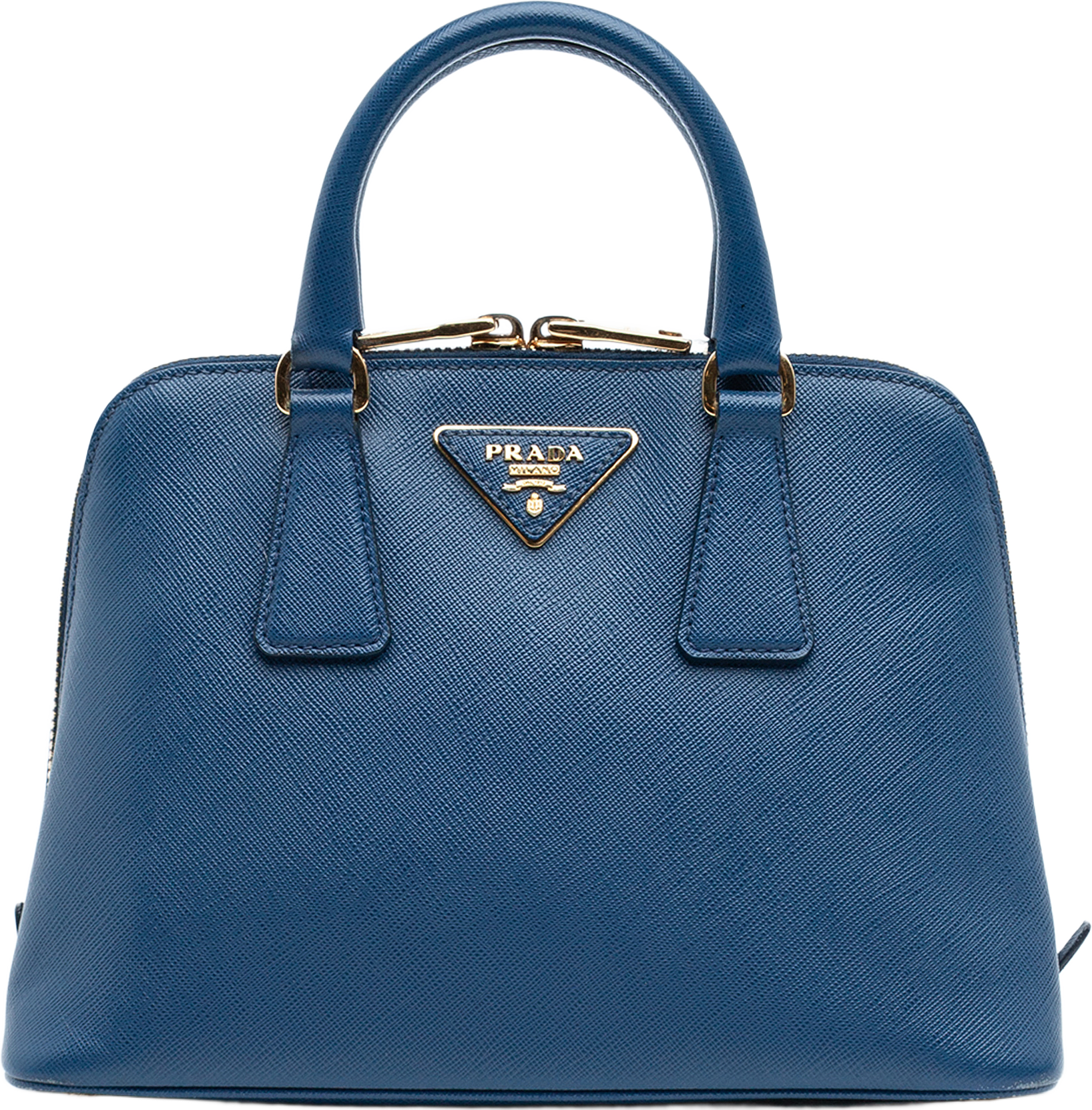 Prada Small Saffiano Lux Promenade Satchel, från Luxclusif, i färgen blue.
