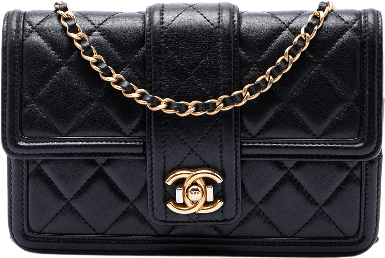Chanel Small Quilted Lambskin Elegant Cc Flap Wallet On Chain, från Luxclusif, i färgen svart.