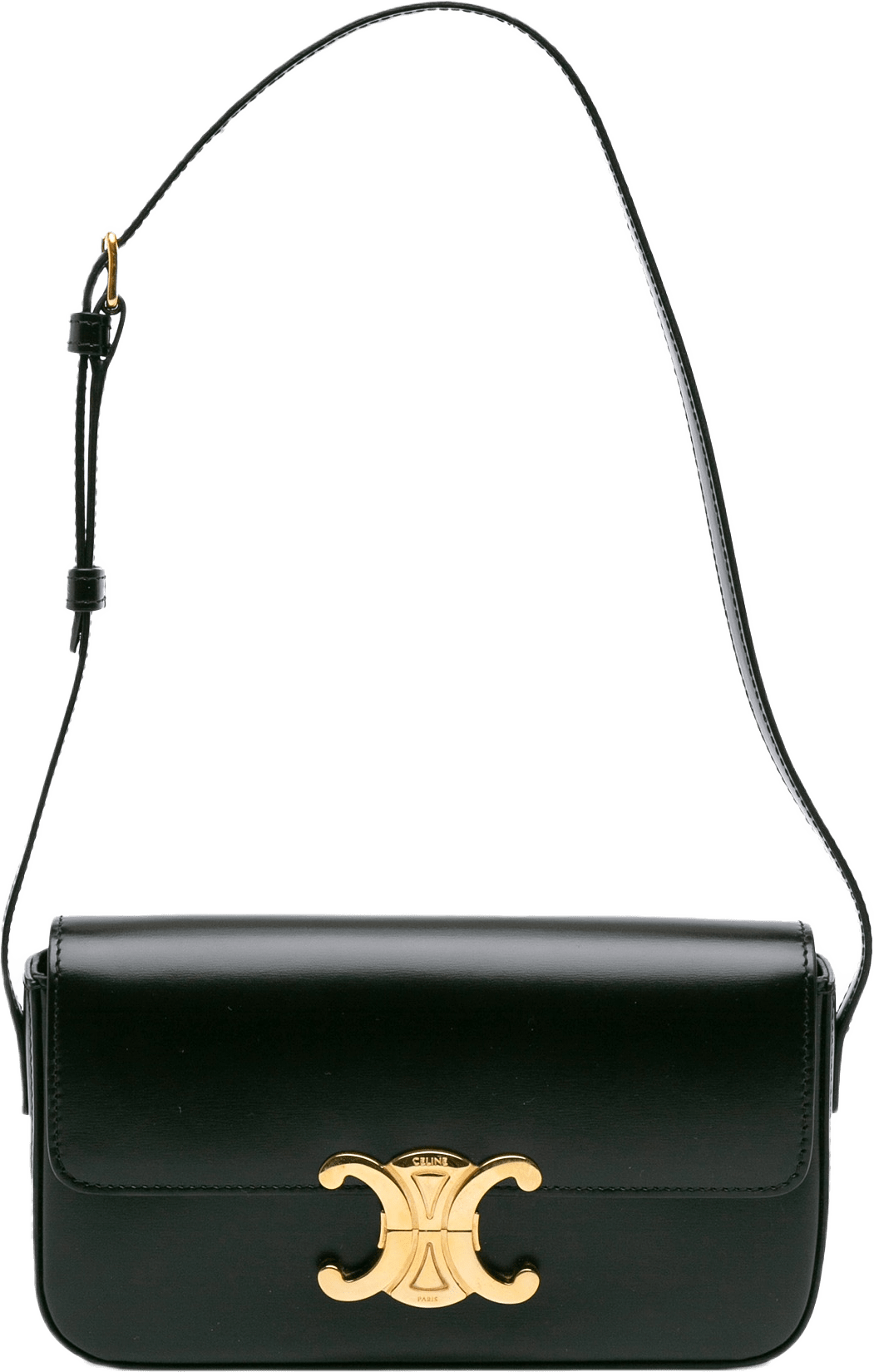 Celine Shiny Calfskin Claude Shoulder Bag, från Luxclusif, i färgen black.