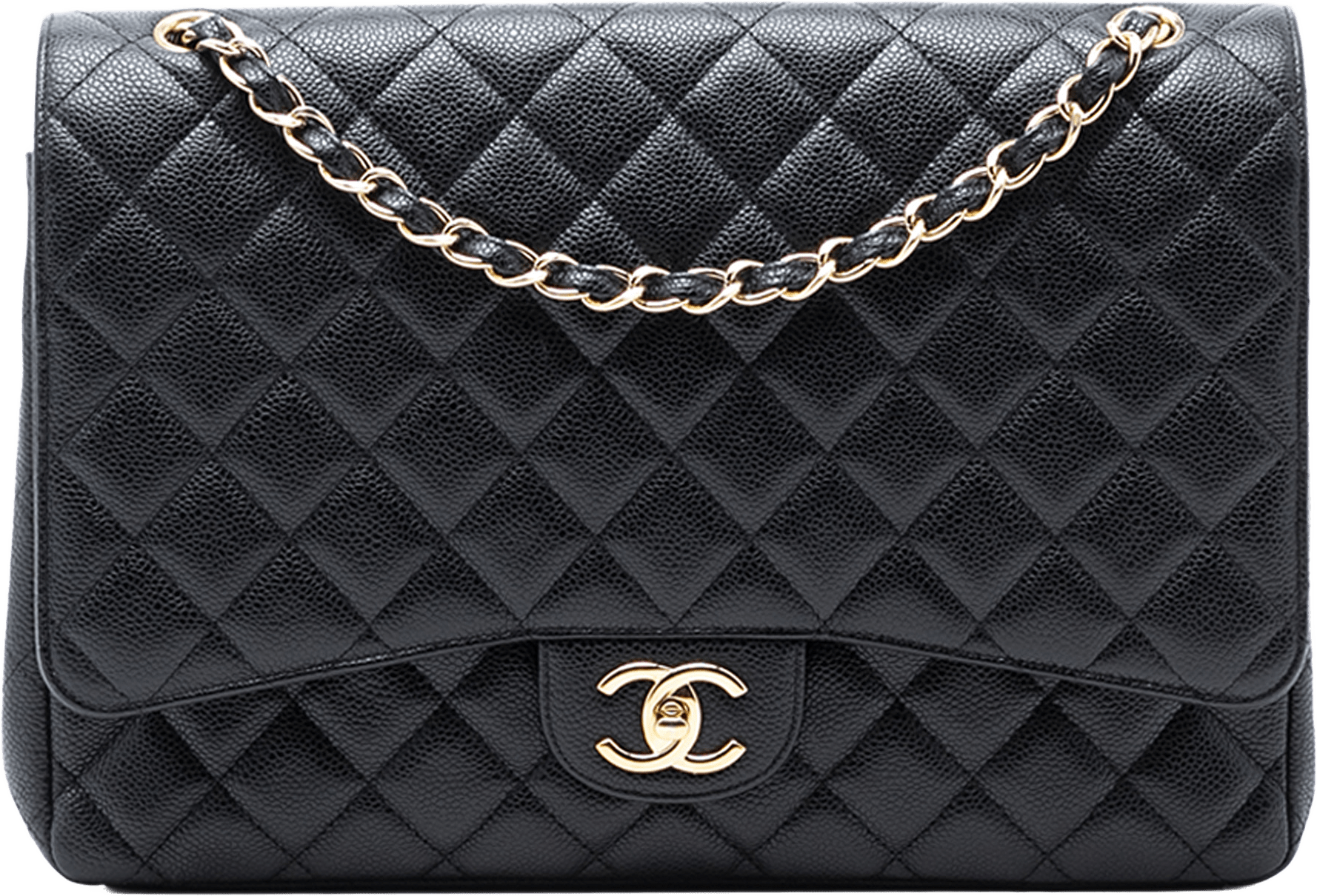 Chanel Maxi Classic Caviar Double Flap, från Luxclusif, i färgen black.