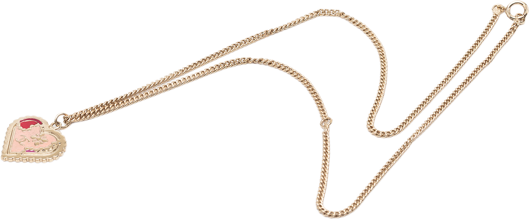 Chanel Cc Gold Plated Enamel Heart Pendant Necklace, från Luxclusif, i färgen guld.
