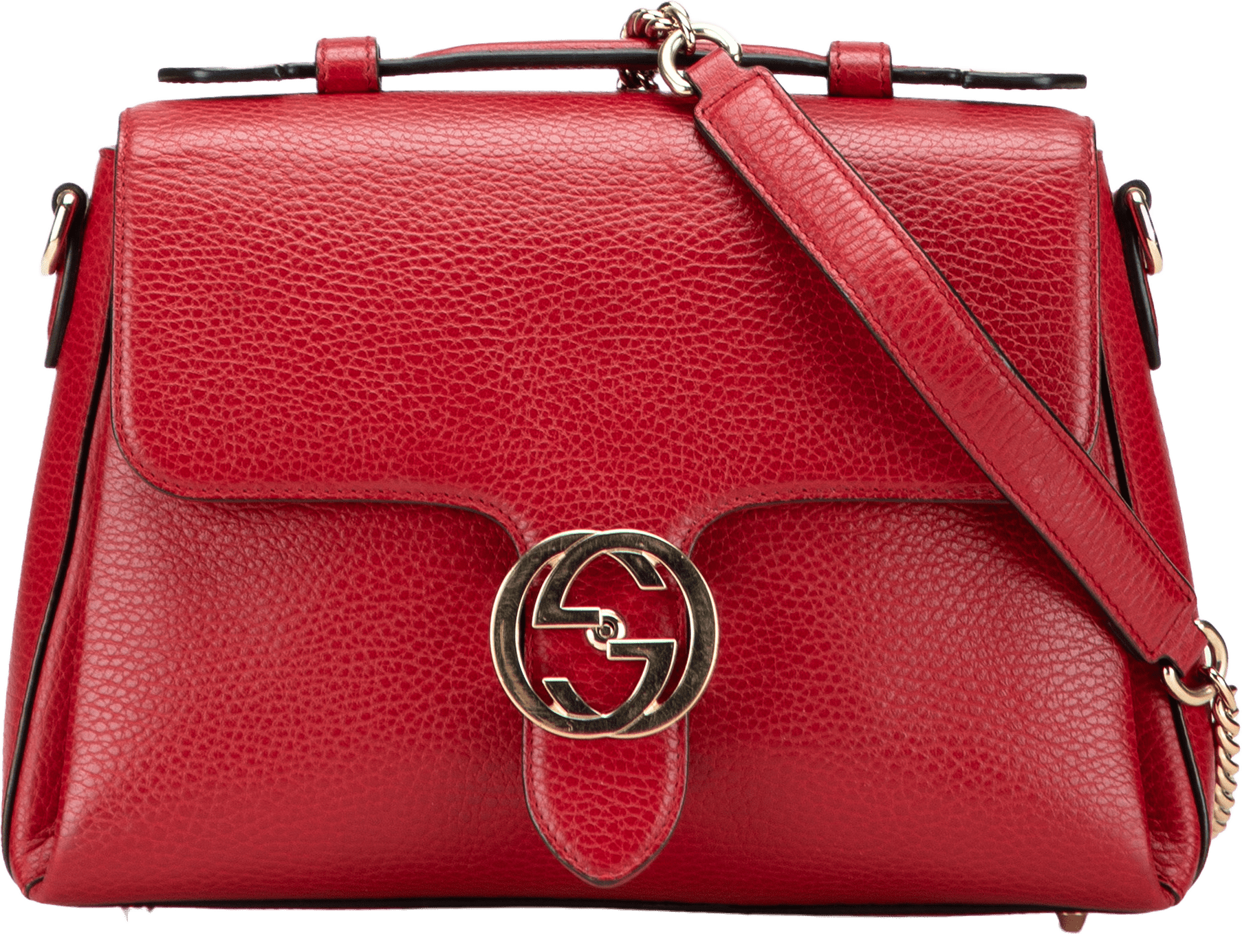 Gucci Small Dollar Calf Interlocking G Satchel, från Luxclusif, i färgen red.
