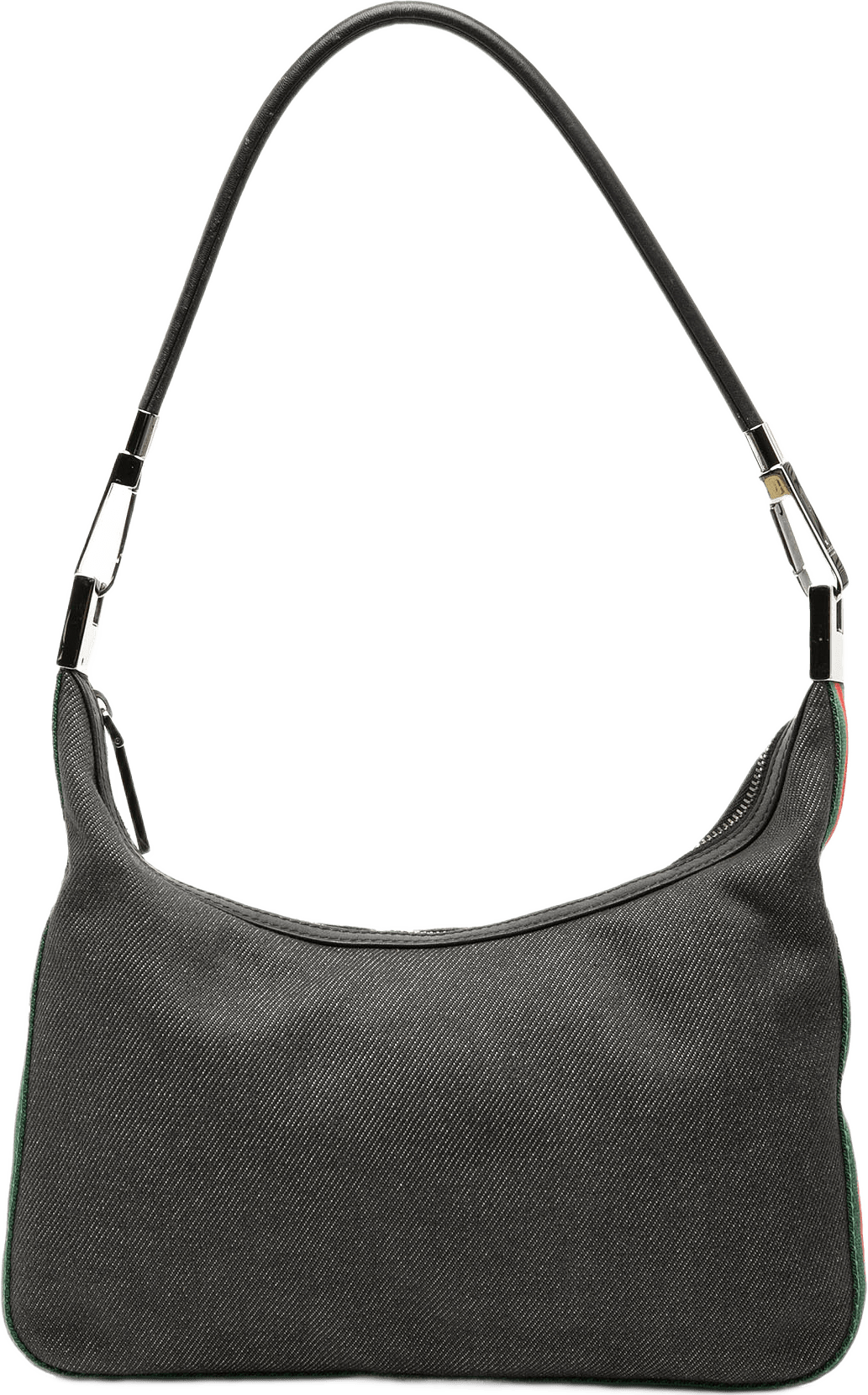 Gucci Denim Web Shoulder Bag, från Luxclusif, i färgen black.