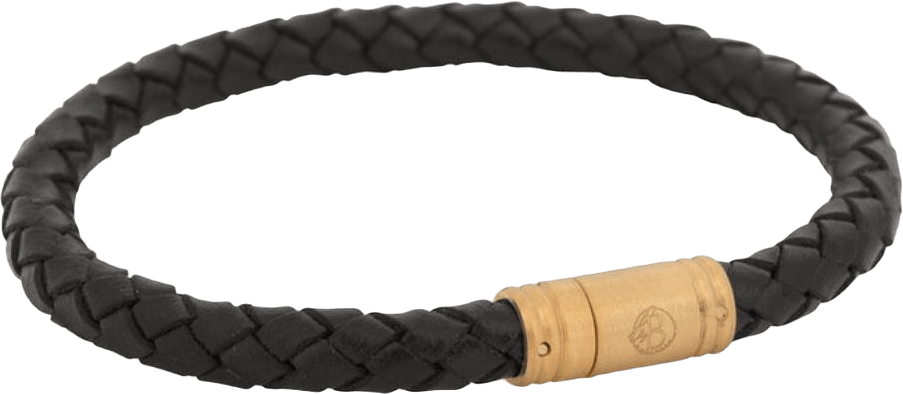 Liam | Läderarmband, från by BILLGREN, i färgen svart/guld.