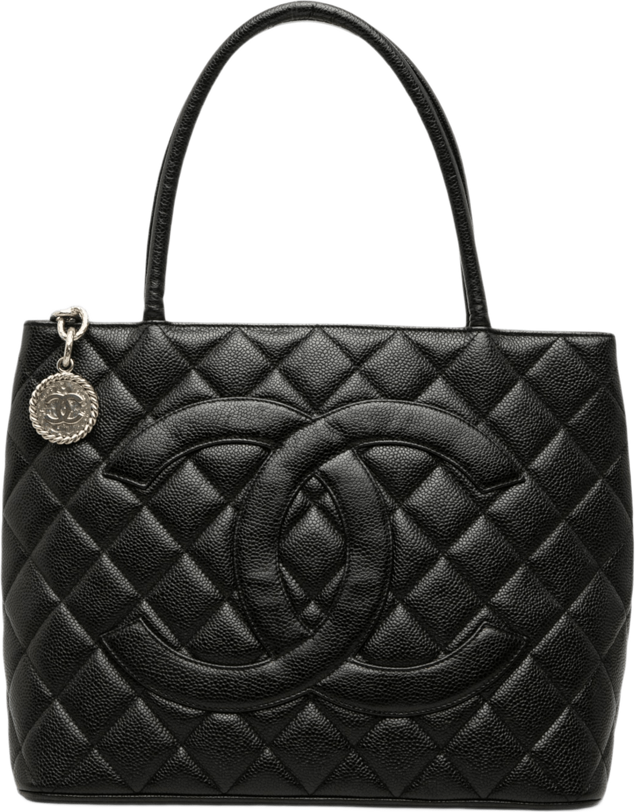 Chanel Caviar Medallion Tote, från Luxclusif, i färgen svart.